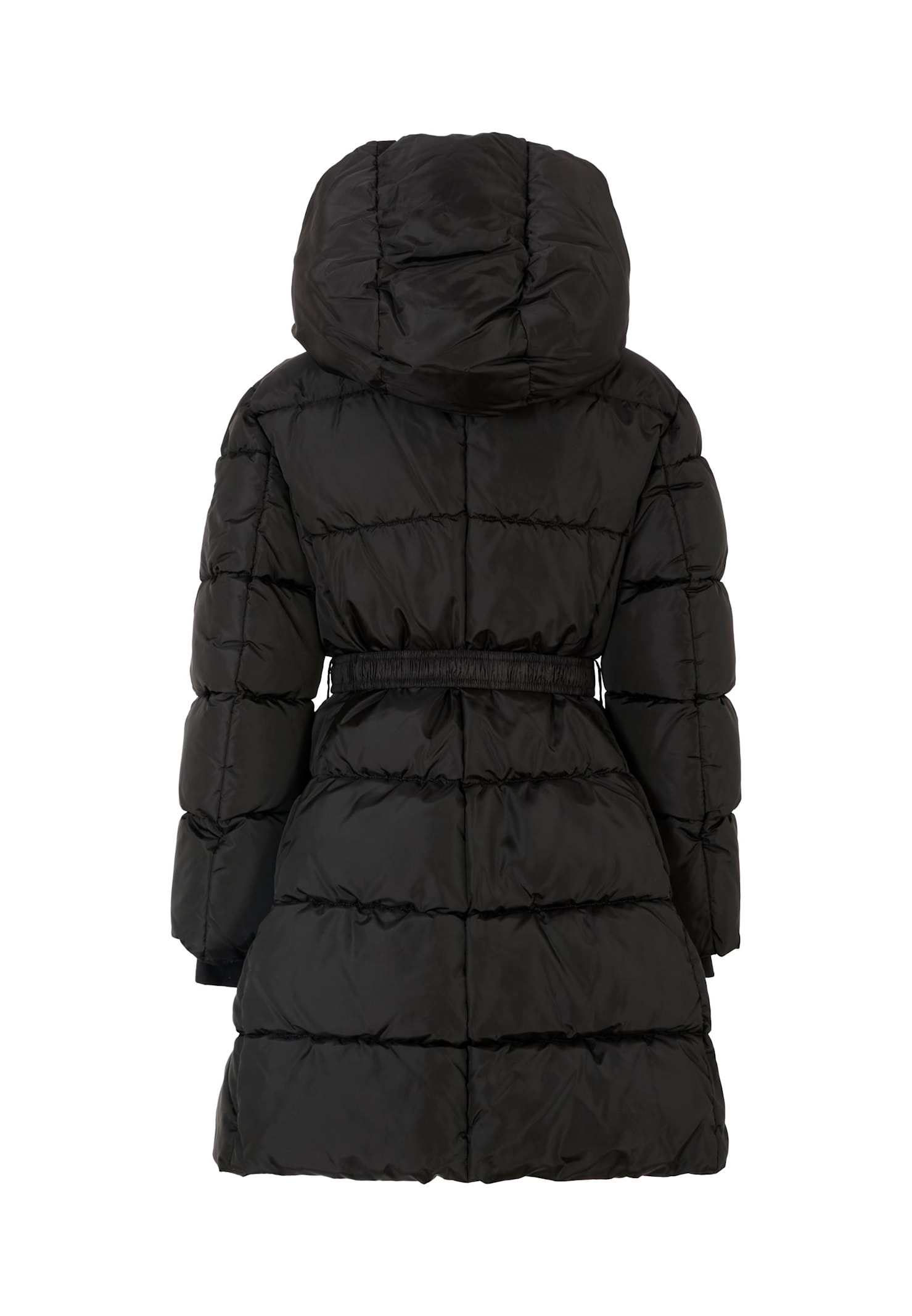 Monnalisa Belted Puffer Coat In Black