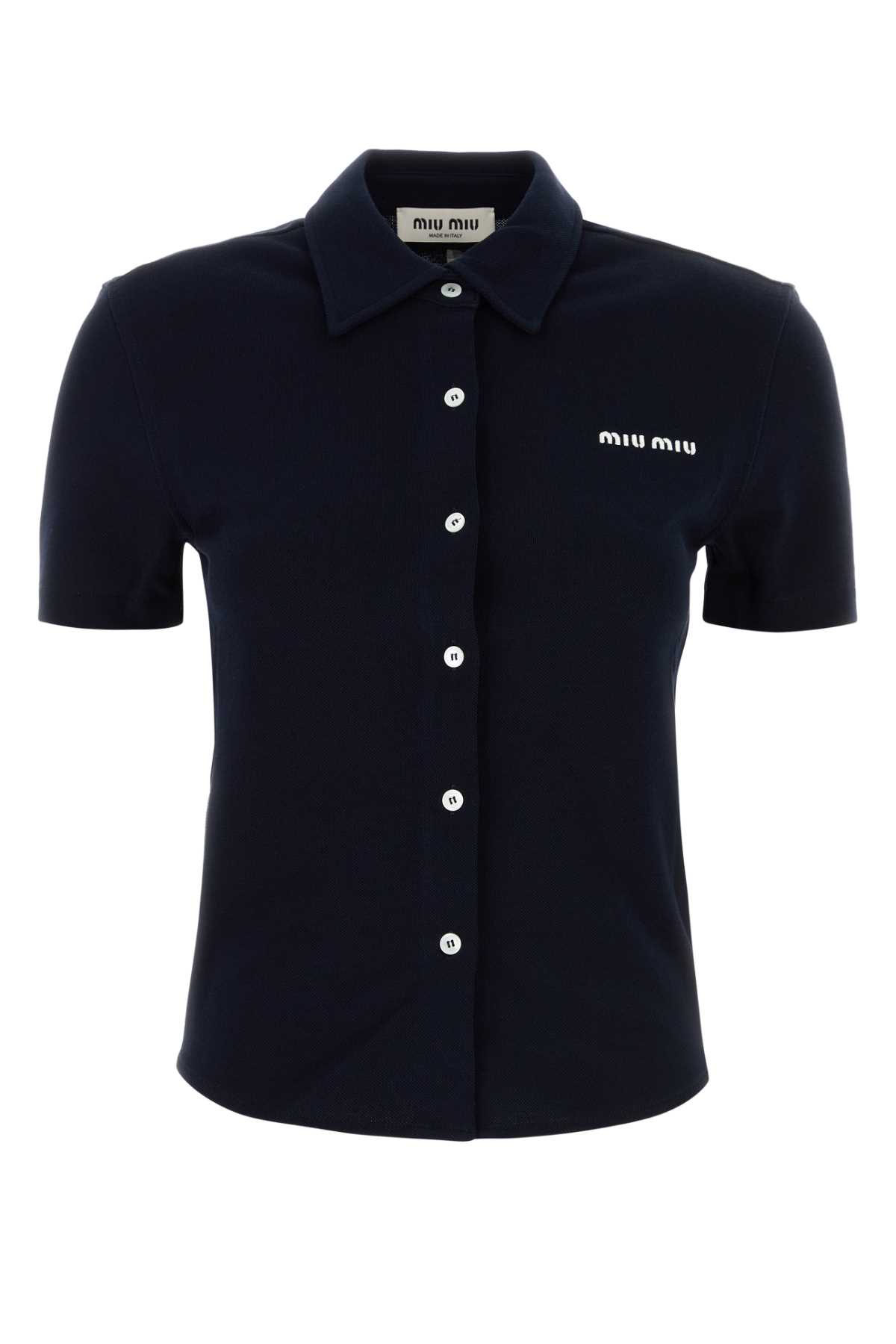 Miu Miu Midnight Blue Piquet Shirt In Blue