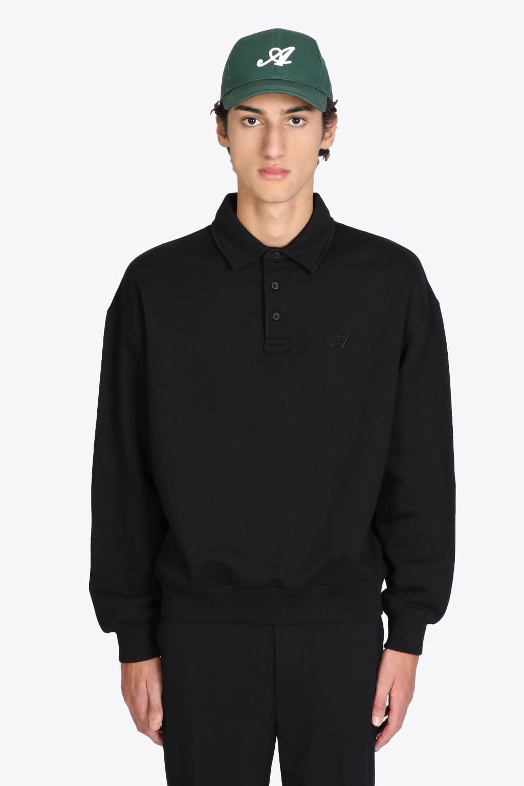 Axel Arigato Signature Polo Sweatshirt Black cotton polo sweatshirt - Signature polo sweatshirt