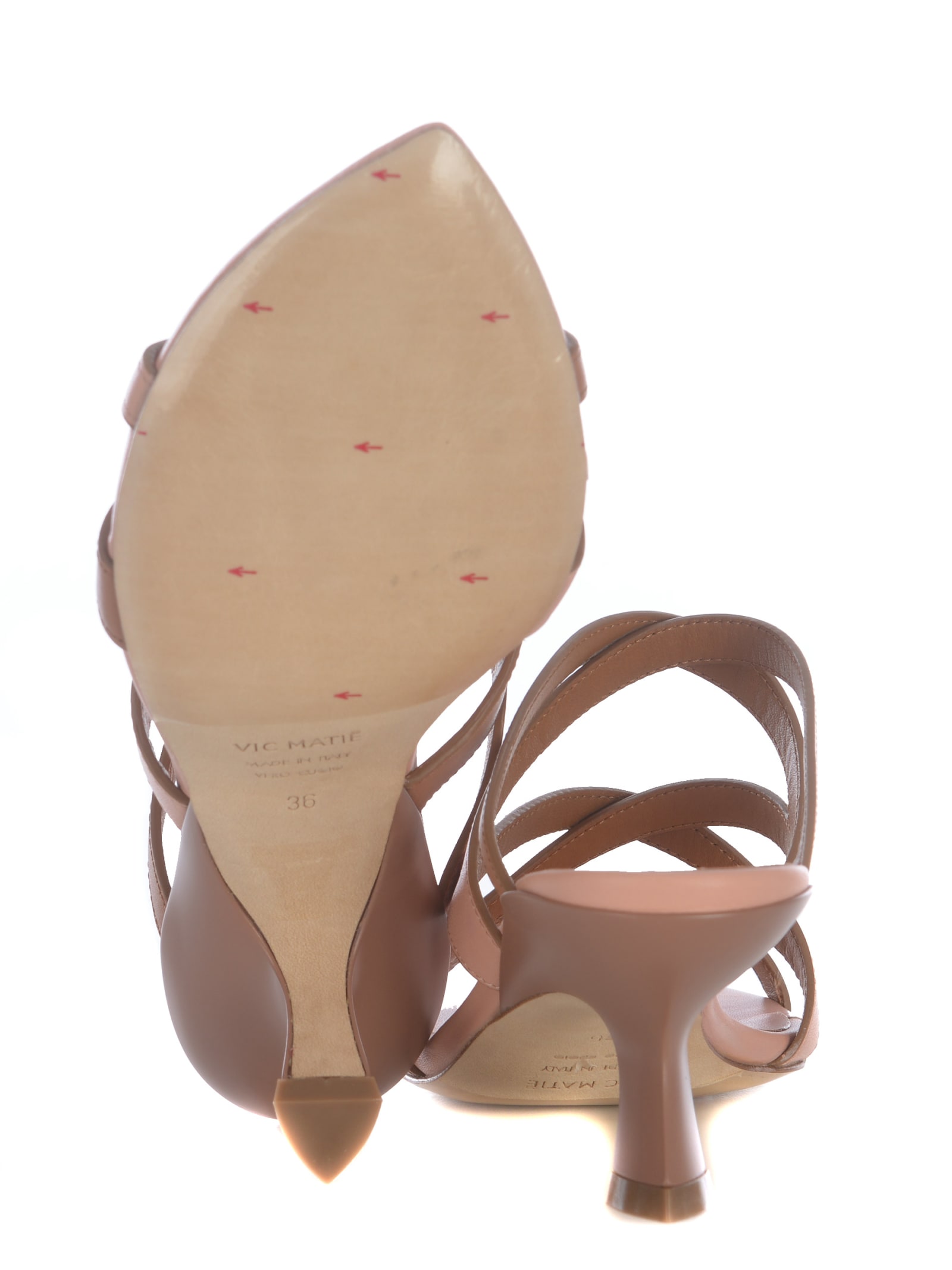Shop Vic Matie Sandal Vic Matié Slash Made Of Leather In Cuoio