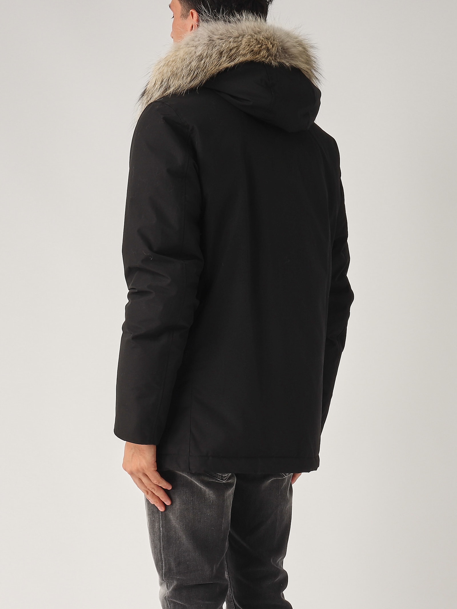 Shop Woolrich Arctic Detachable Fur Anorak Shirt In Nero