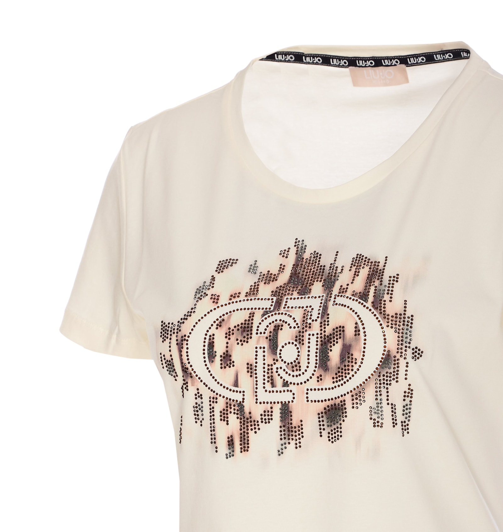 Liu •jo Crewneck Embellished Graphic Print Round Neck In White