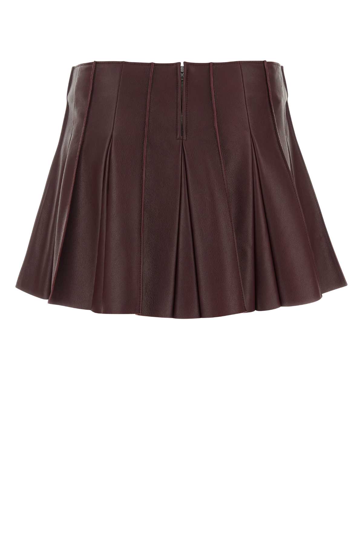 Bottega Veneta Burgundy Leather Mini Skirt In Merlot