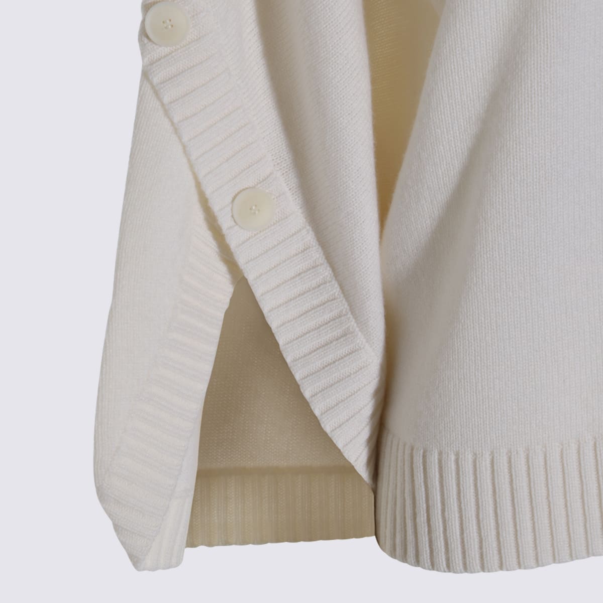 Max Mara Crossover Detail Oversized Wool And Cashmere Sweater Clothing In White