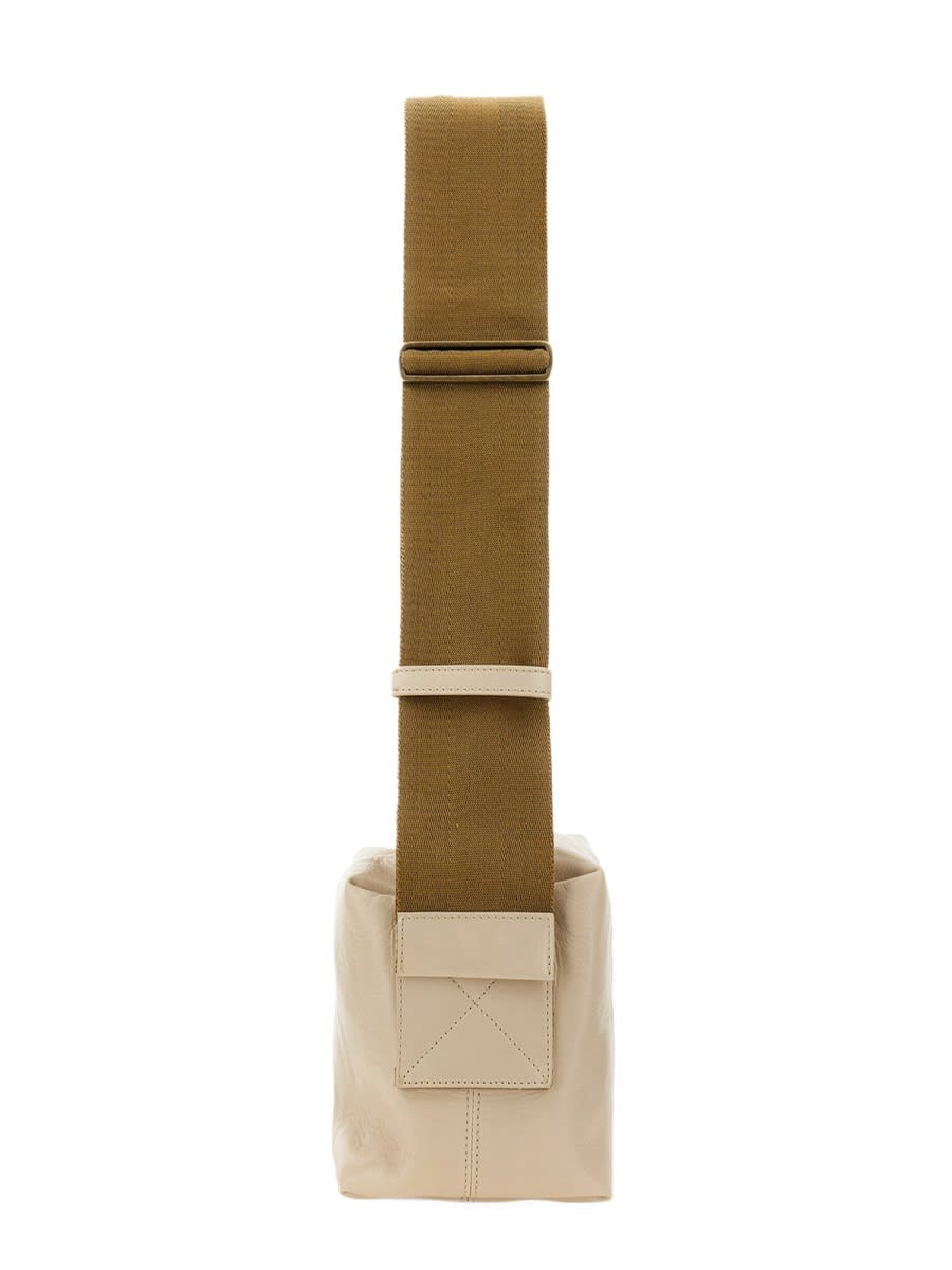 Uma Wang Rectangular Leather Shoulder Bag With Adjustable Strap In Neutral