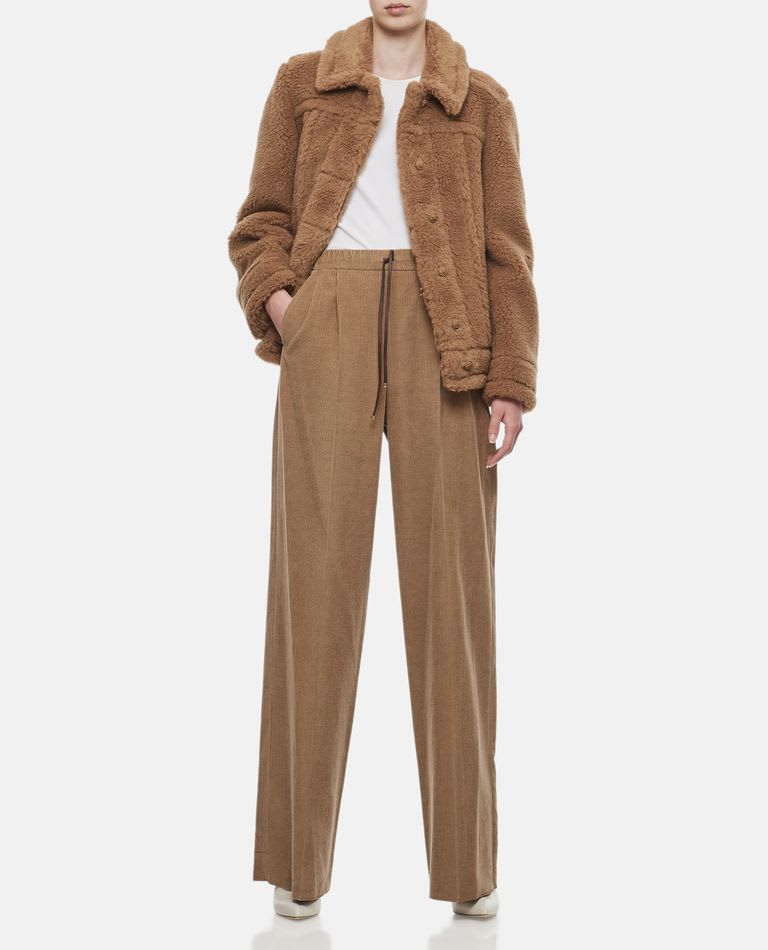 Shop Max Mara Getto Velvet Trousers In Brown