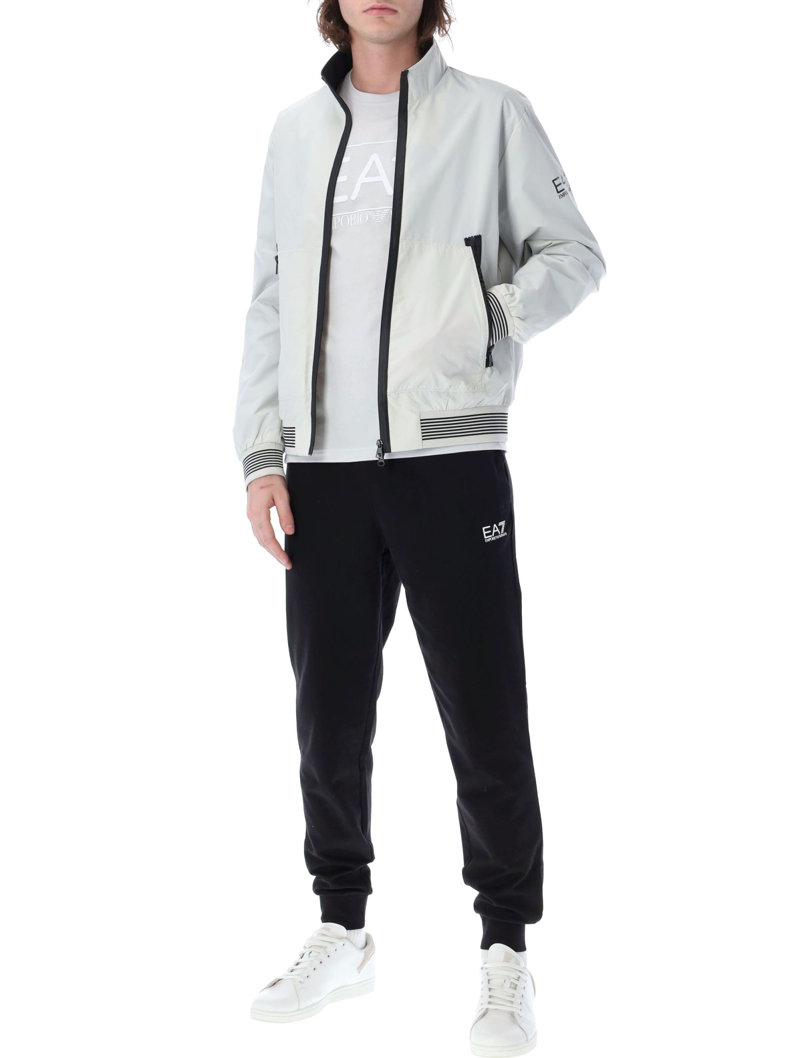 Ea7 Core Identity Bomber Jacket In Oyster Mushroom