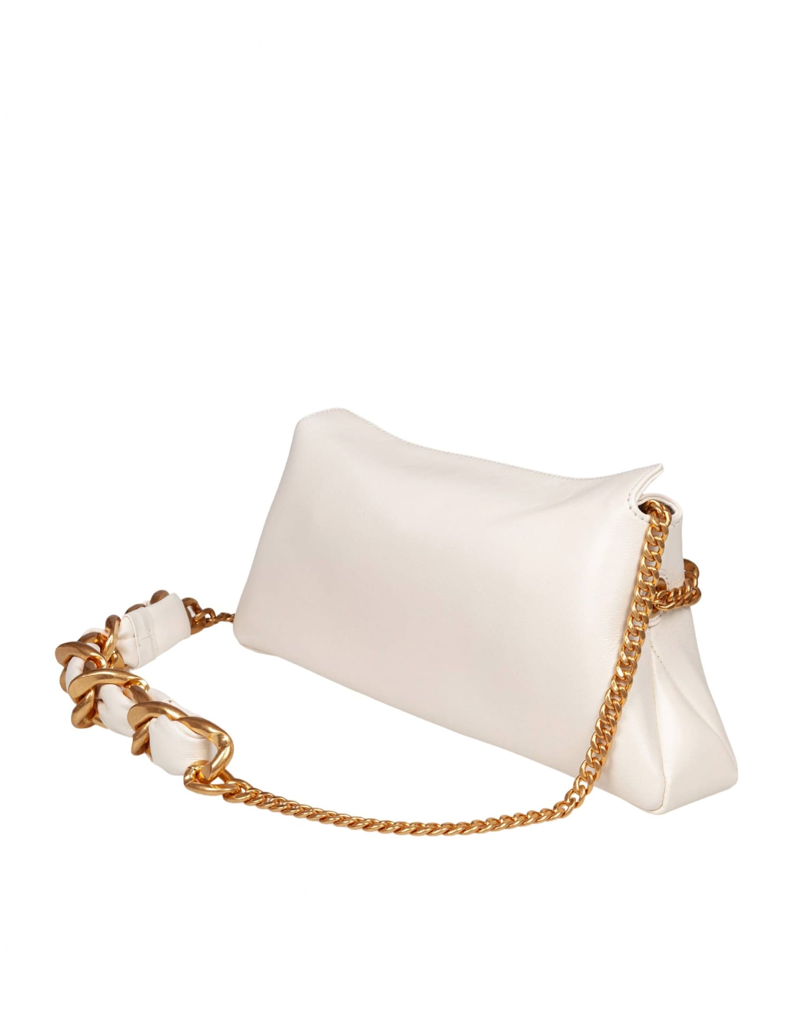 Balmain 1945 Soft Pochette In Wrinkled Calfskin In White