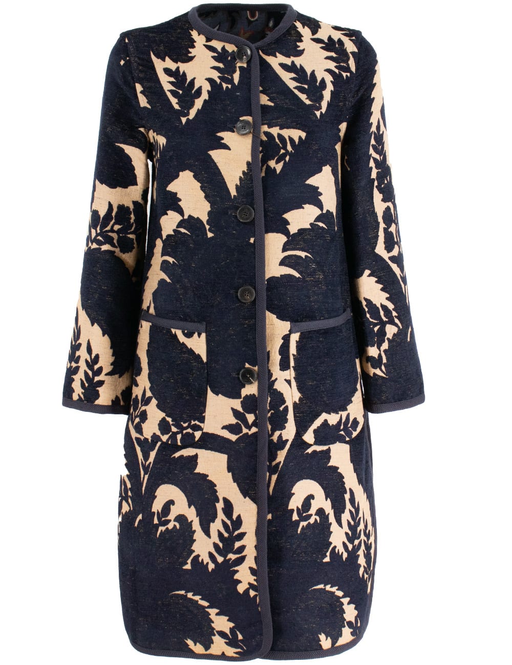 Shop Etro Coat In Multicolor On Blue Base