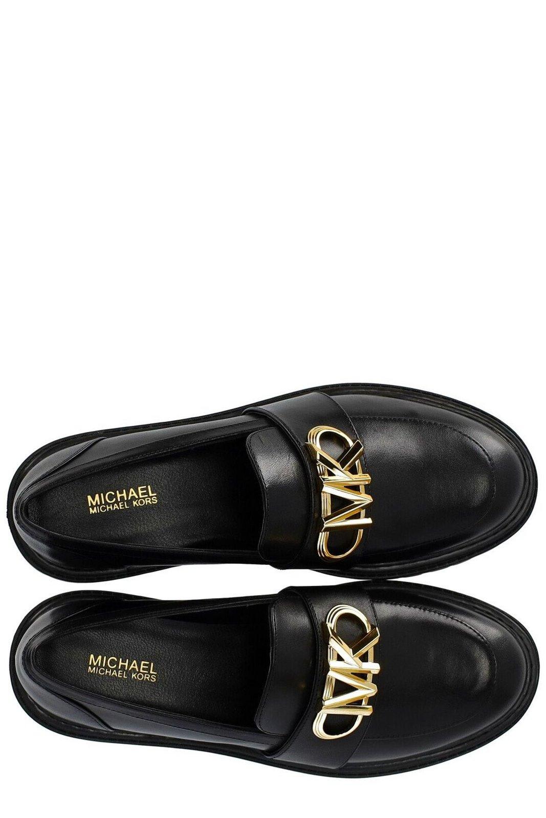 Shop Michael Michael Kors Logo Plaque Slip-on Loafers In Black