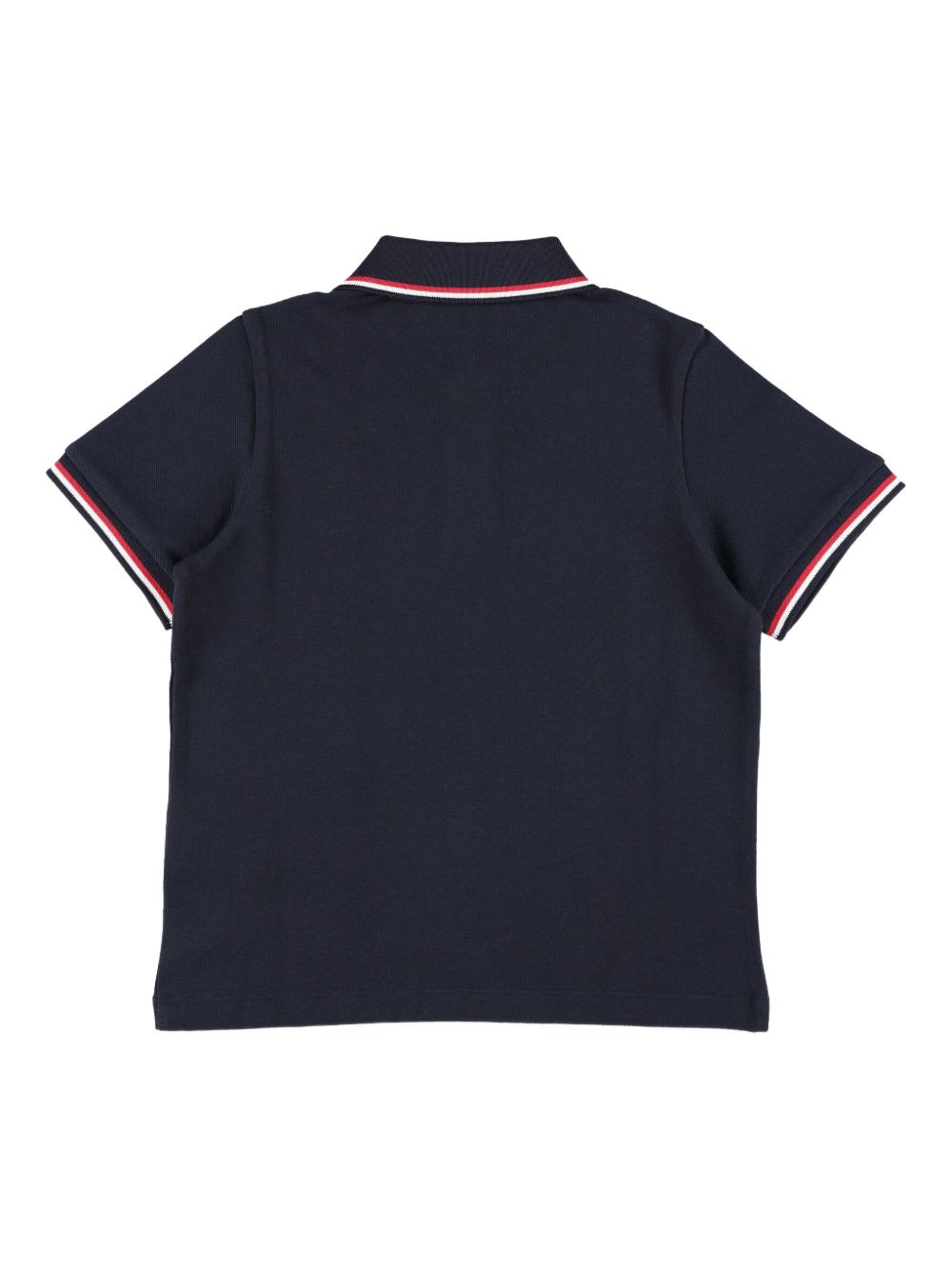 Moncler Enfant Polo With Logo Appliqué In Blue