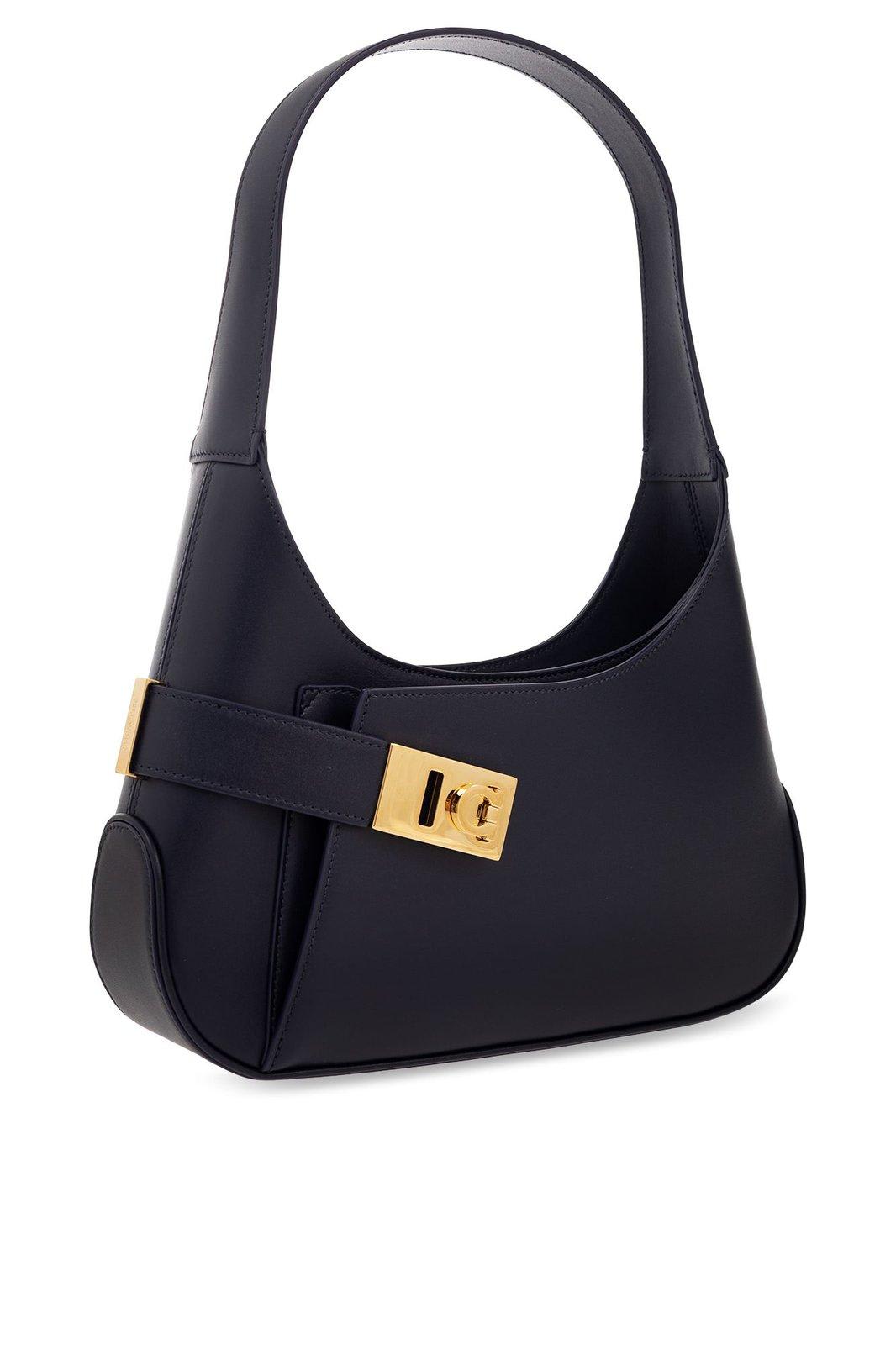 Shop Ferragamo Asymmetric Pocket Hobo Bag In Blue