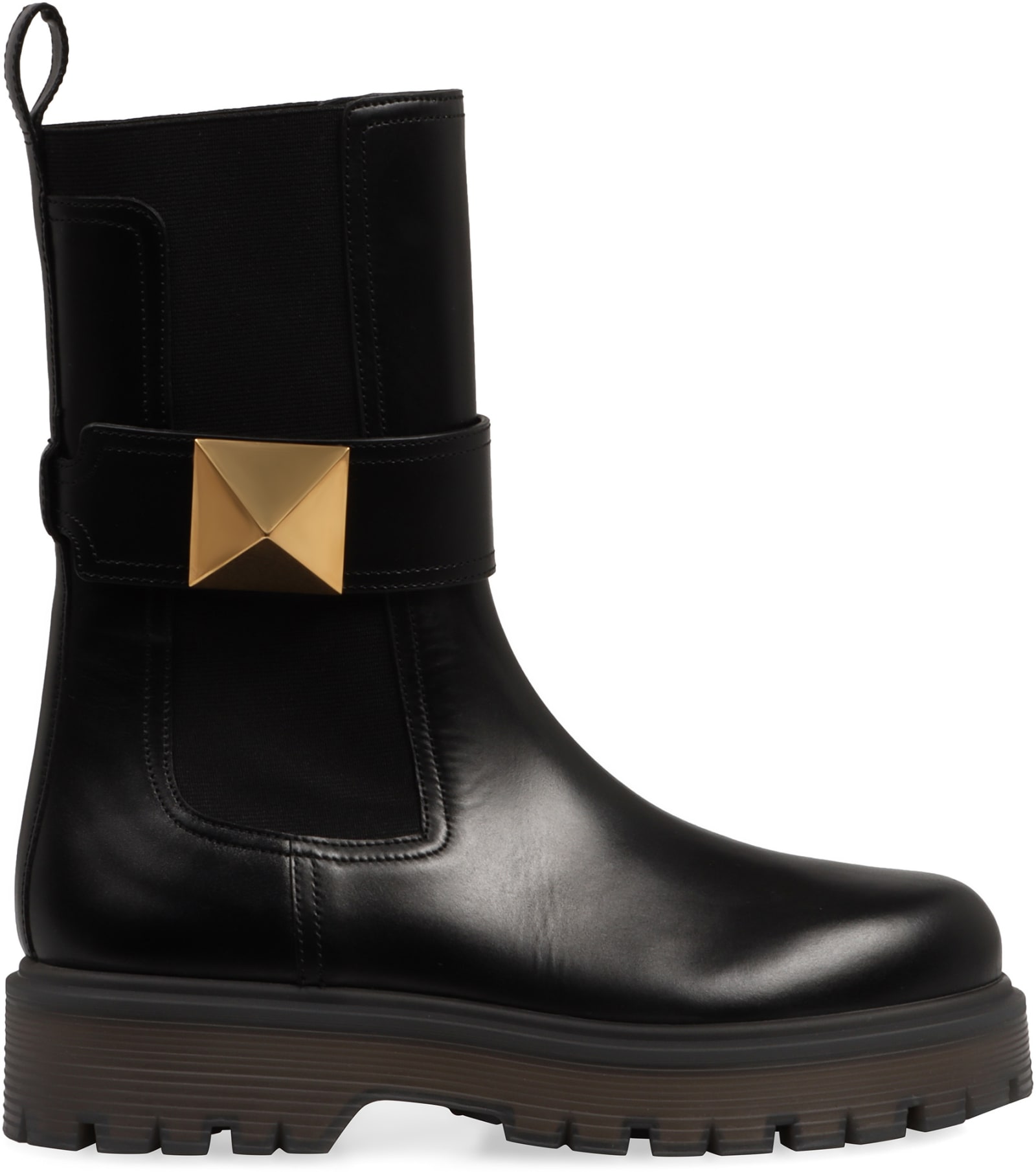 Valentino One Stud Leather Chelsea Boots In Black