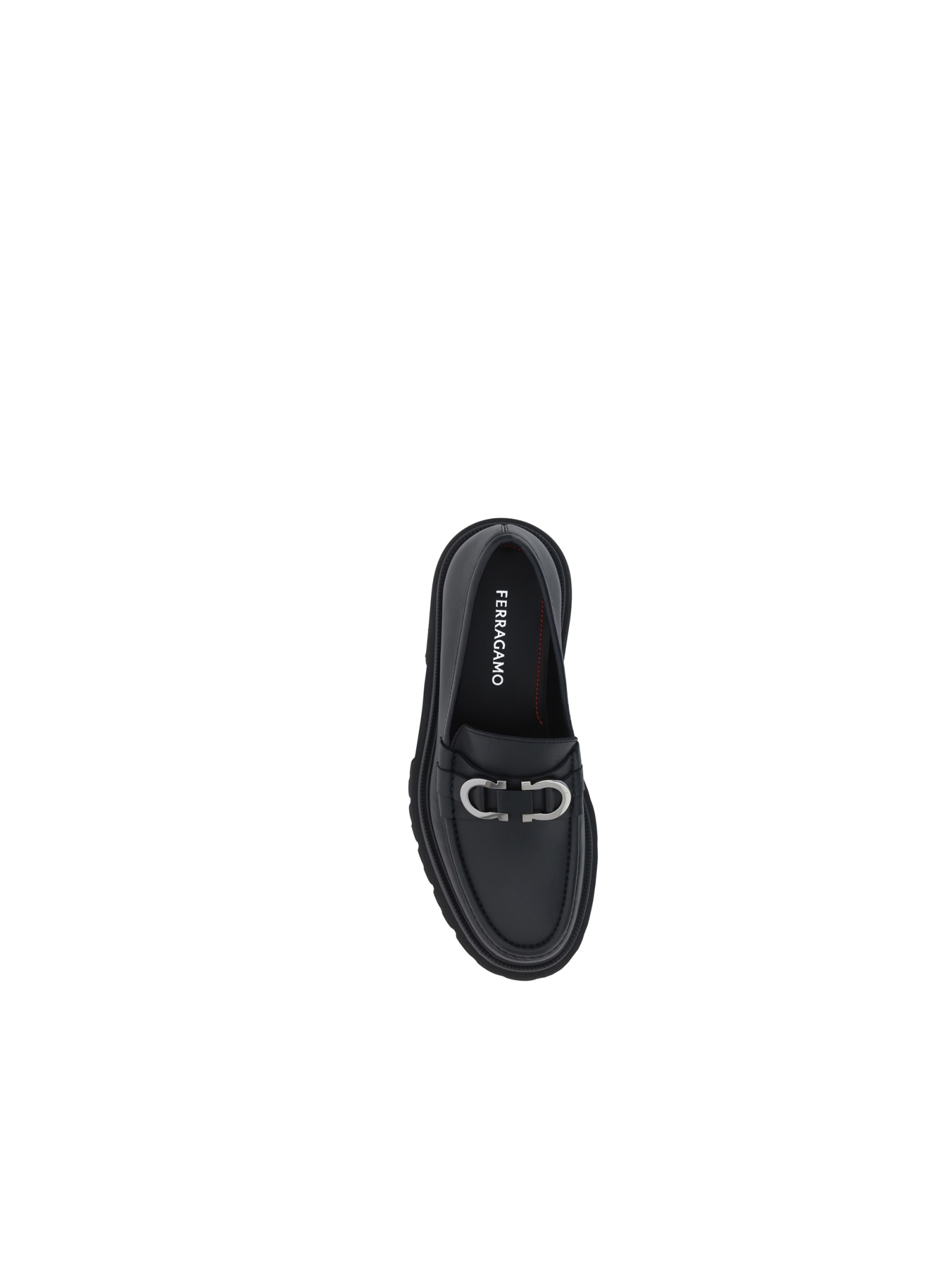 Shop Ferragamo Ornament Loafers In Black