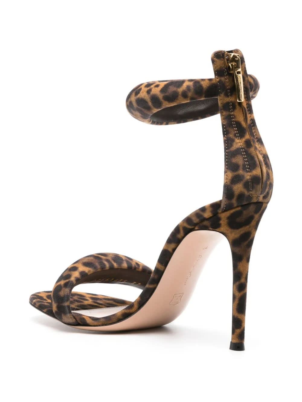 Shop Gianvito Rossi Leopard Suede Bijoux Sandals In Brown