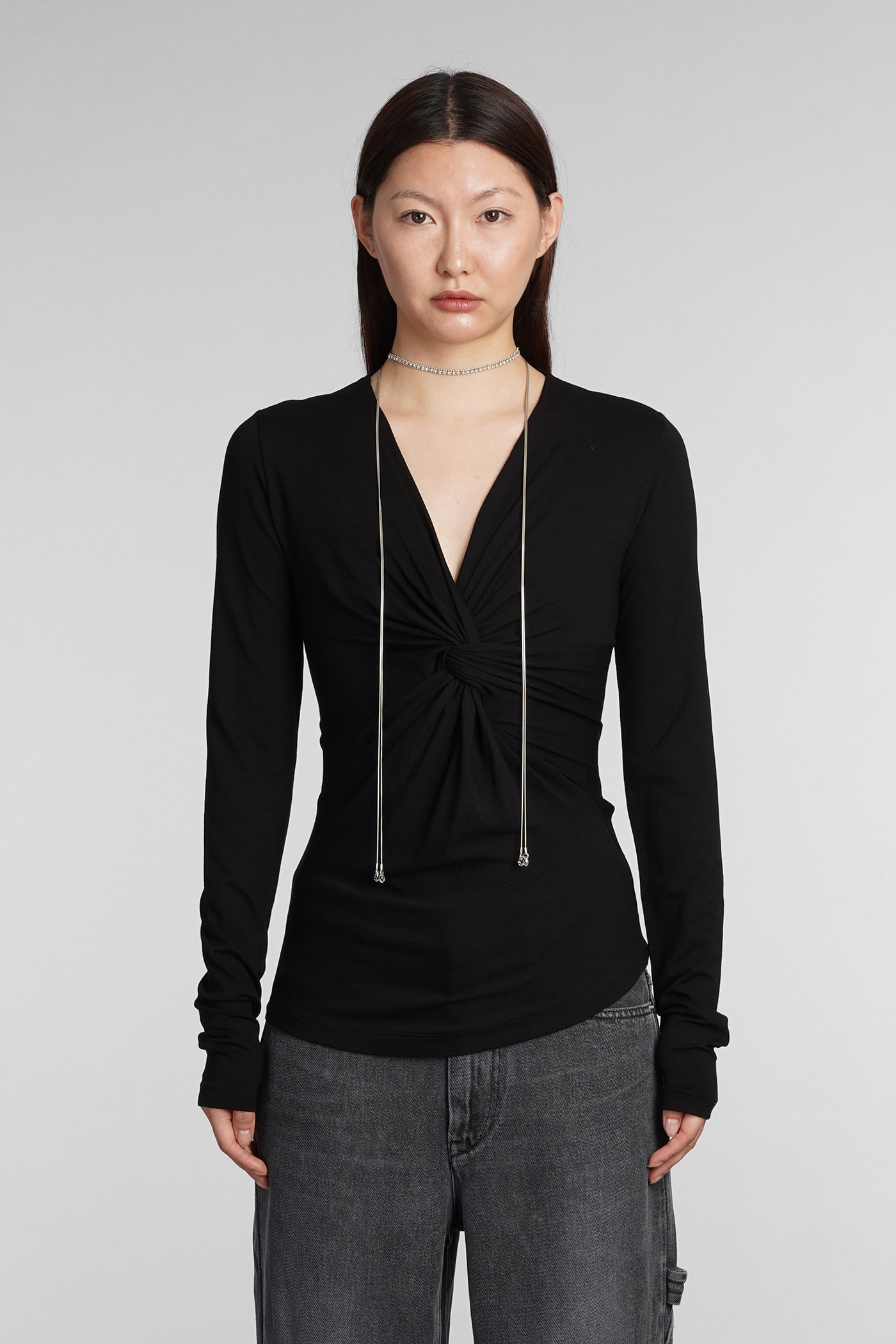 MARANT ETOILE LYSS TOPWEAR IN BLACK VISCOSE