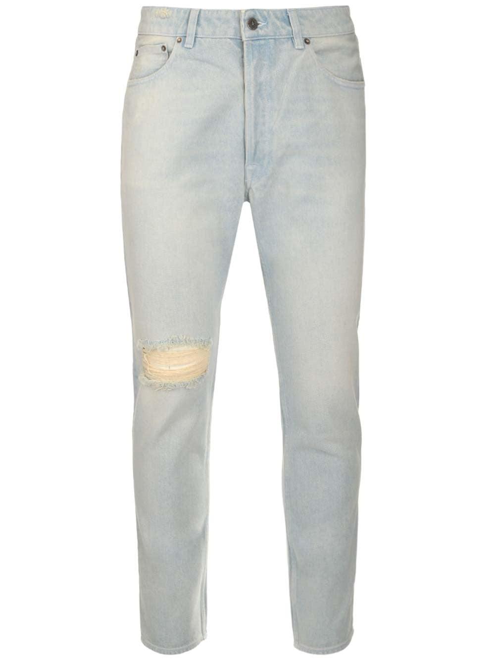 GOLDEN GOOSE DISTRESSED LOGO PATCH JEANS