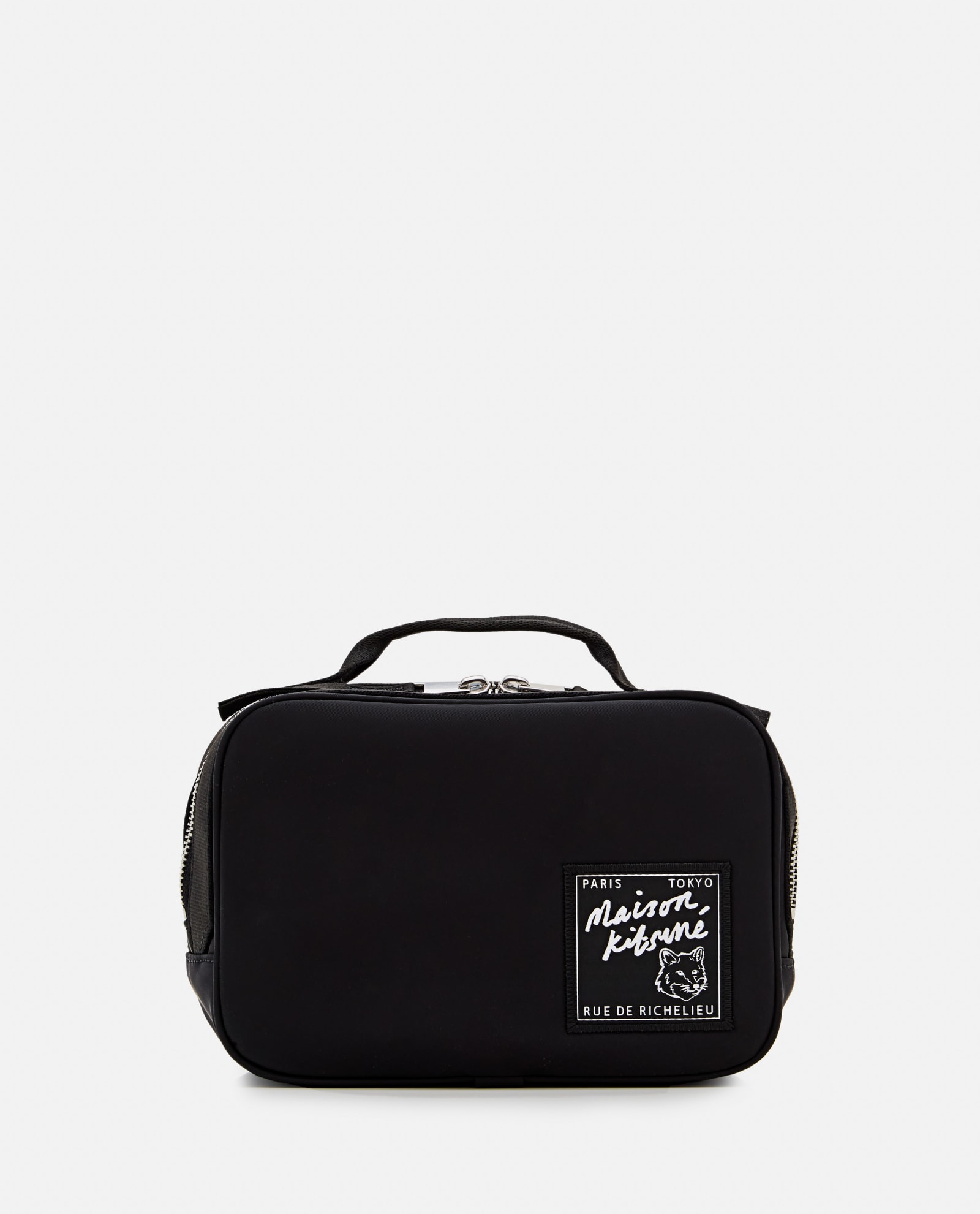 Shop Maison Kitsuné The Traveller Nylon Bum Bag In Black