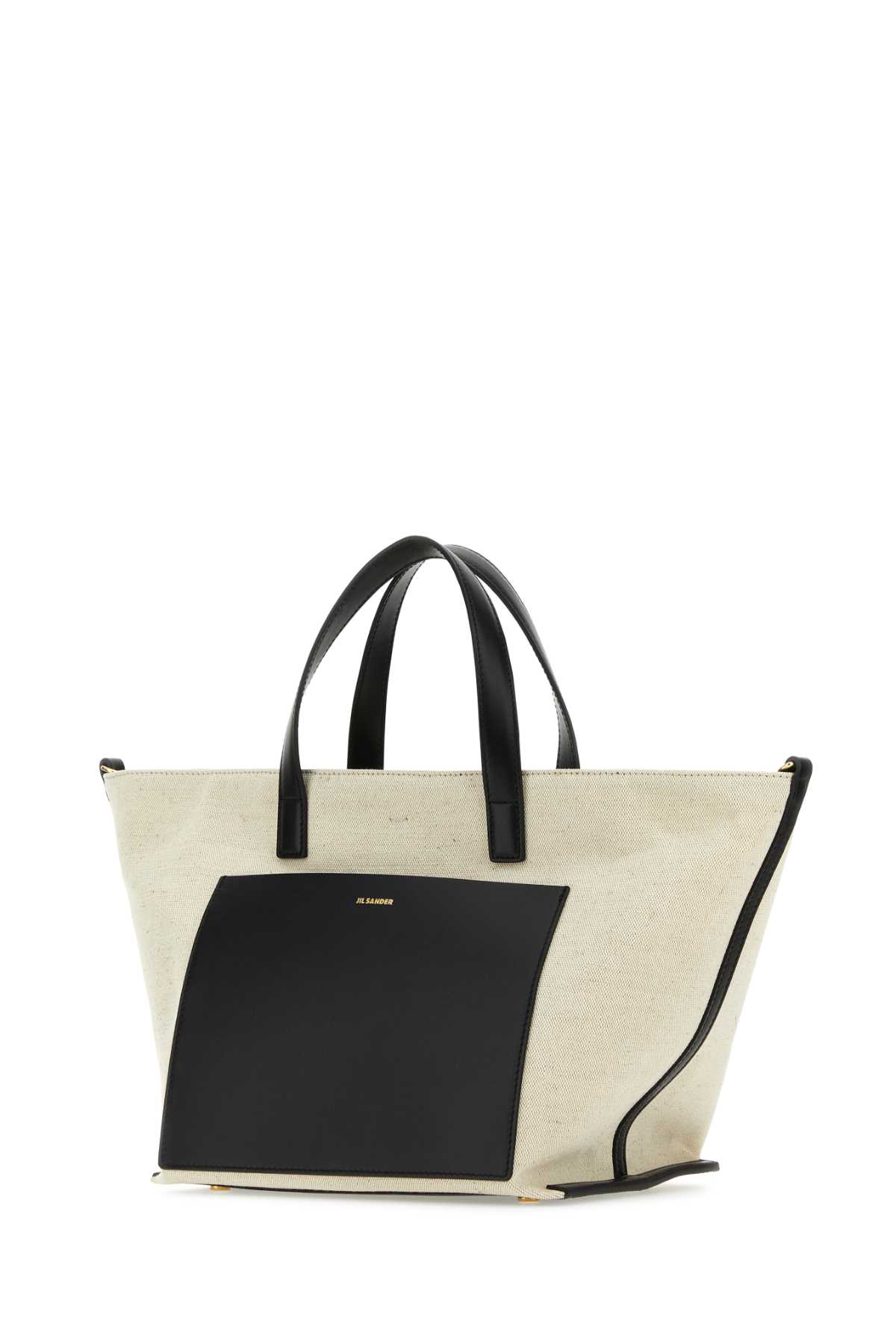Shop Jil Sander Two-tone Canvas And Leather Small Wander Square Handbag In 280