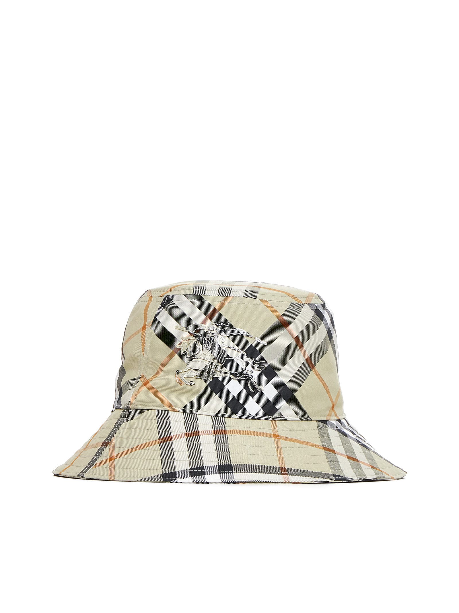 Shop Burberry Hat In Light Sage Ip Check