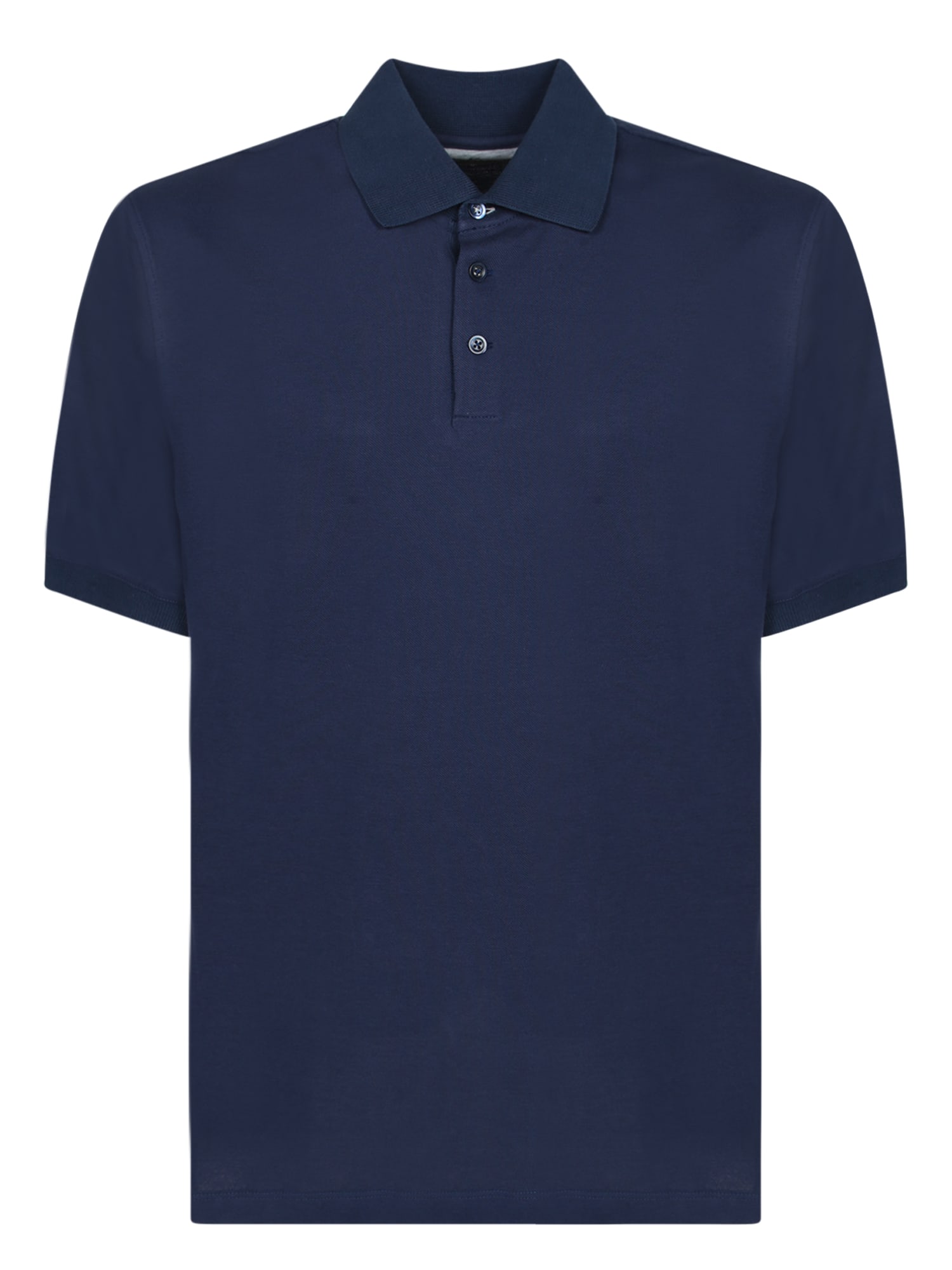 Brunello Cucinelli Contrasting-trim Cotton Polo Shirt In Blue