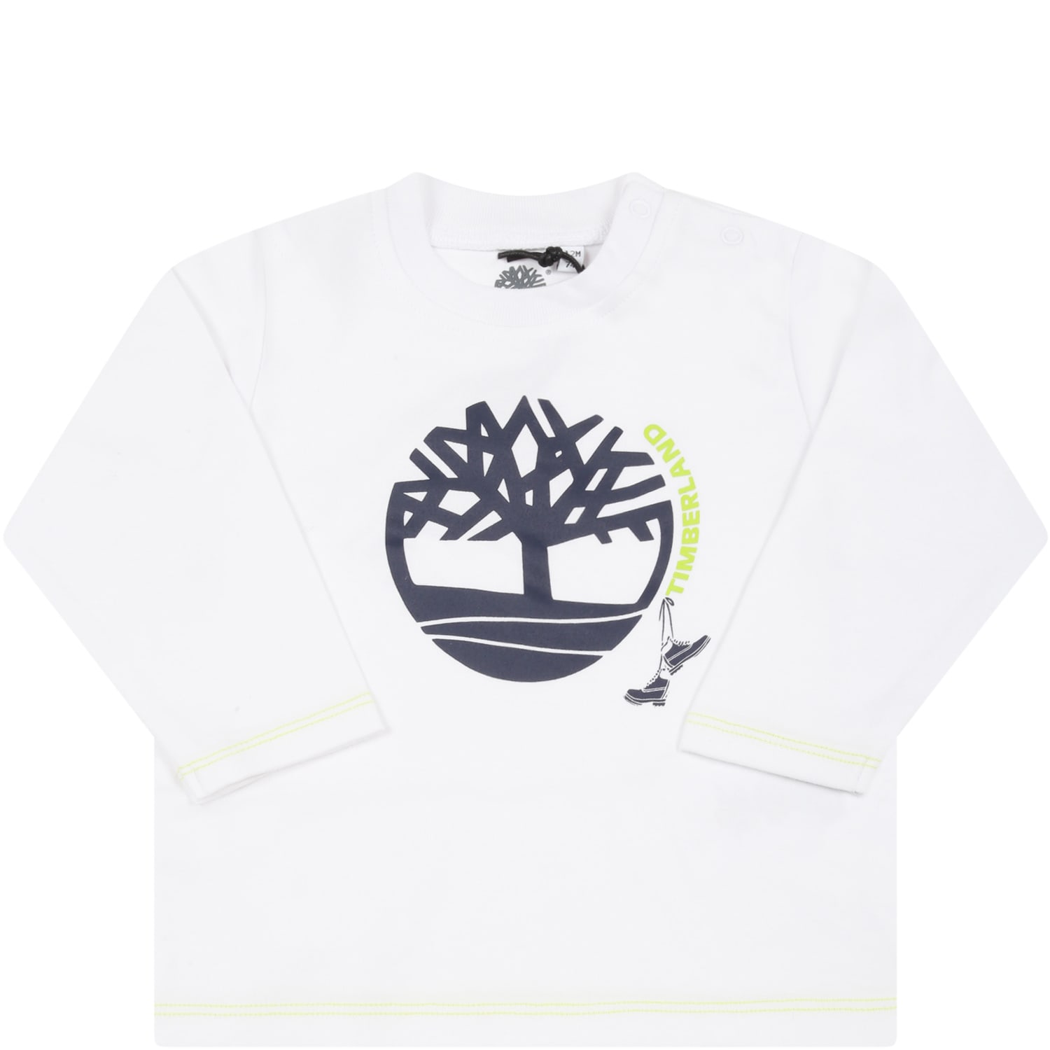 Timberland White T-shirt For Baby Boy With Logo