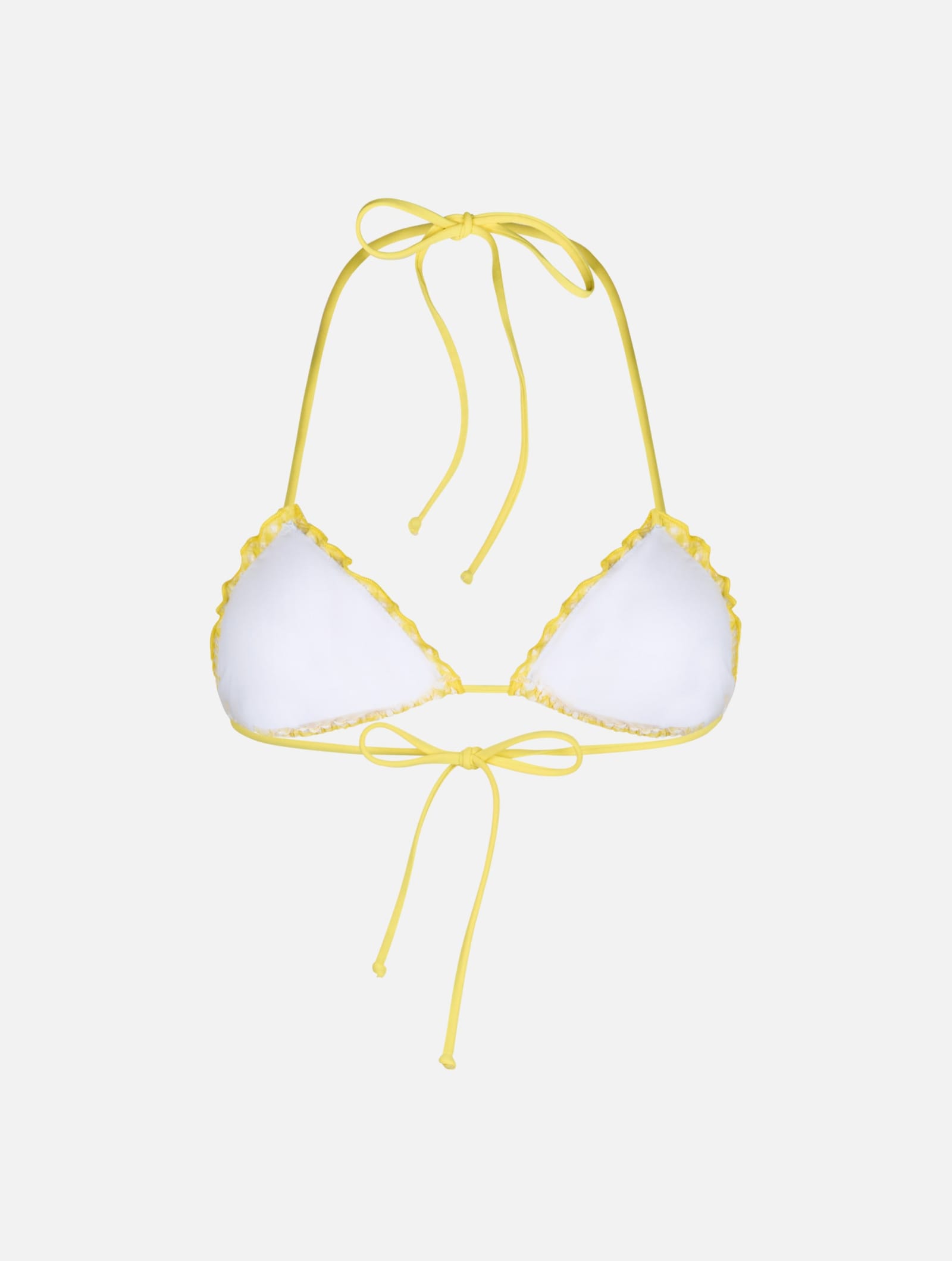 Mc2 Saint Barth Sagittarius Seersucker Bikini Top In Yellow