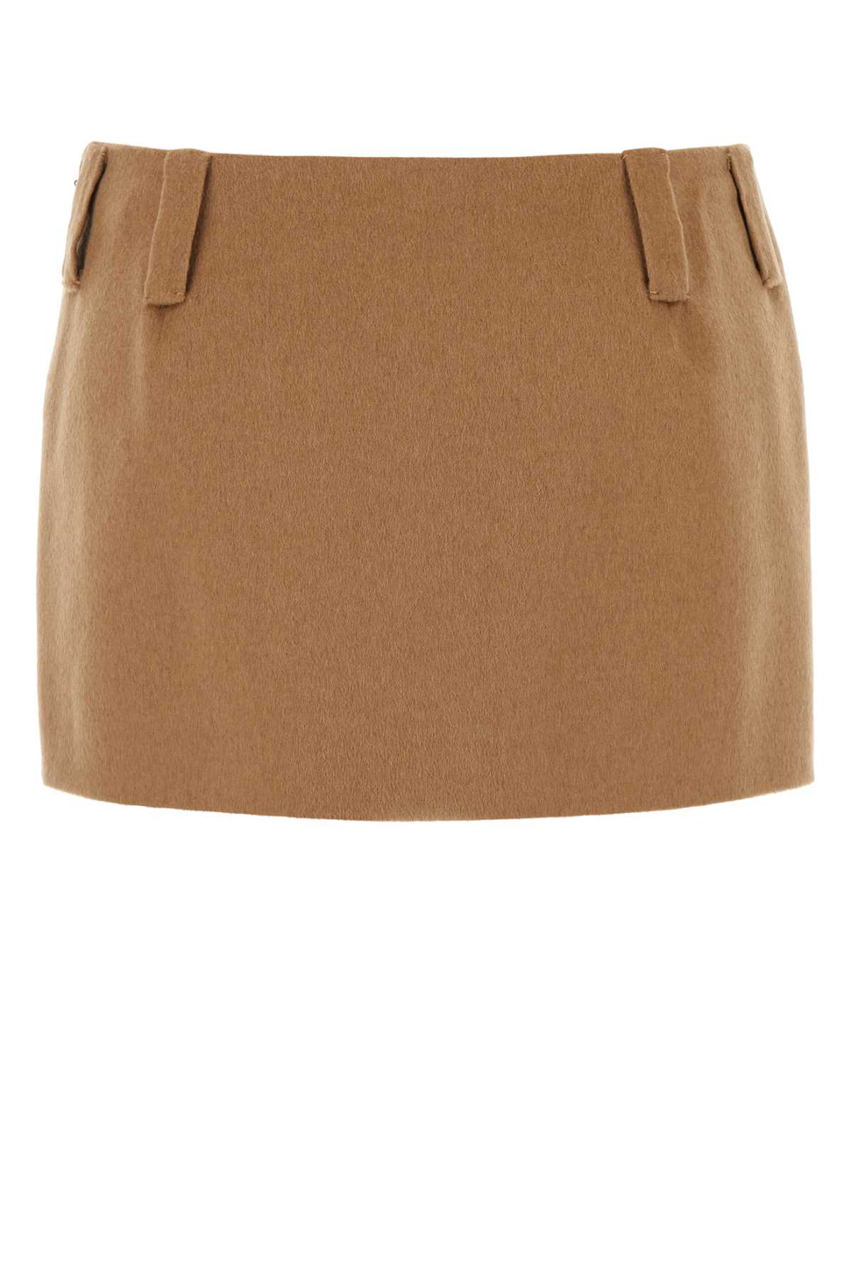 Shop Miu Miu Camel Mini Skirt In Cammello