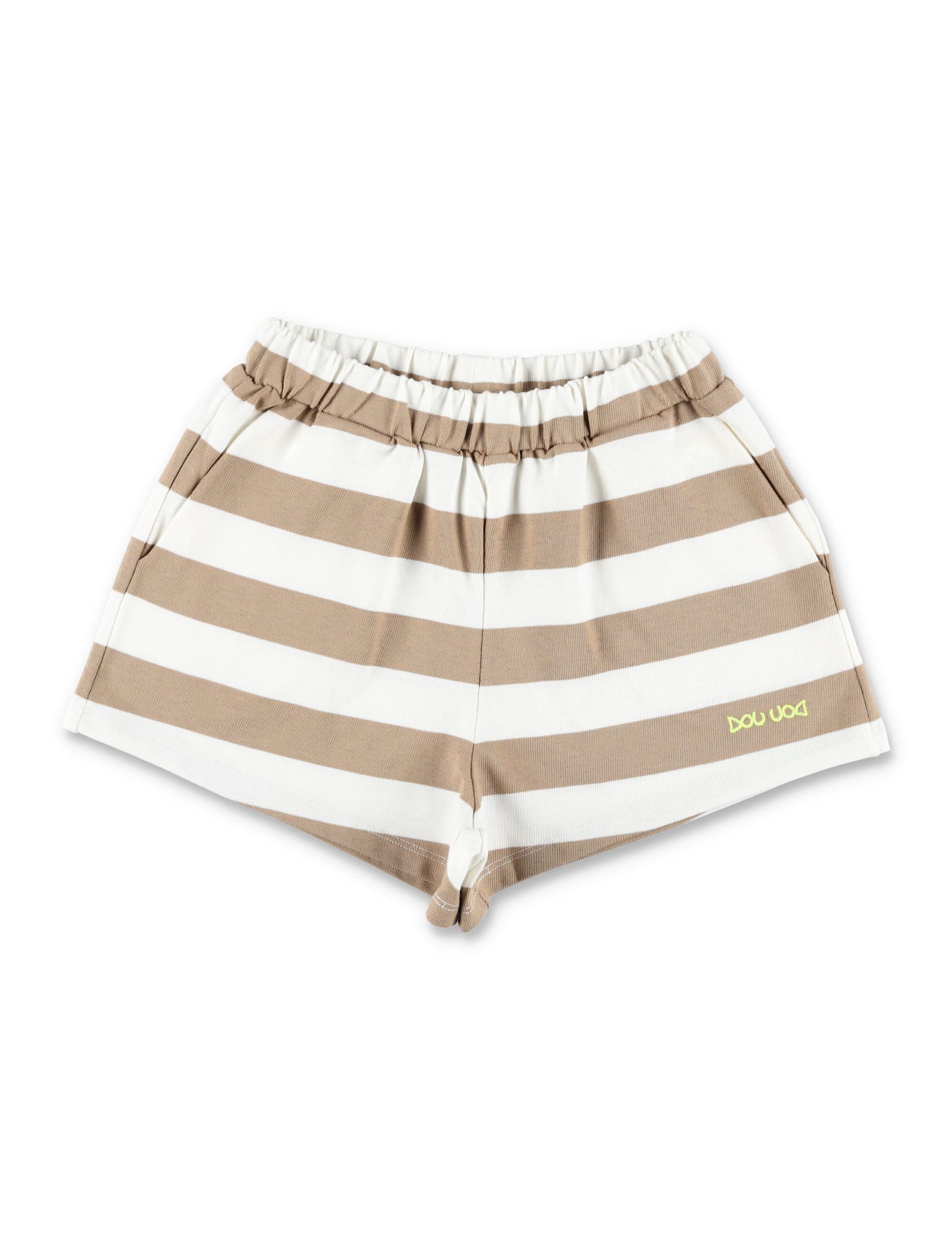 Douuod Shorts Stripes In White Brown Stripes
