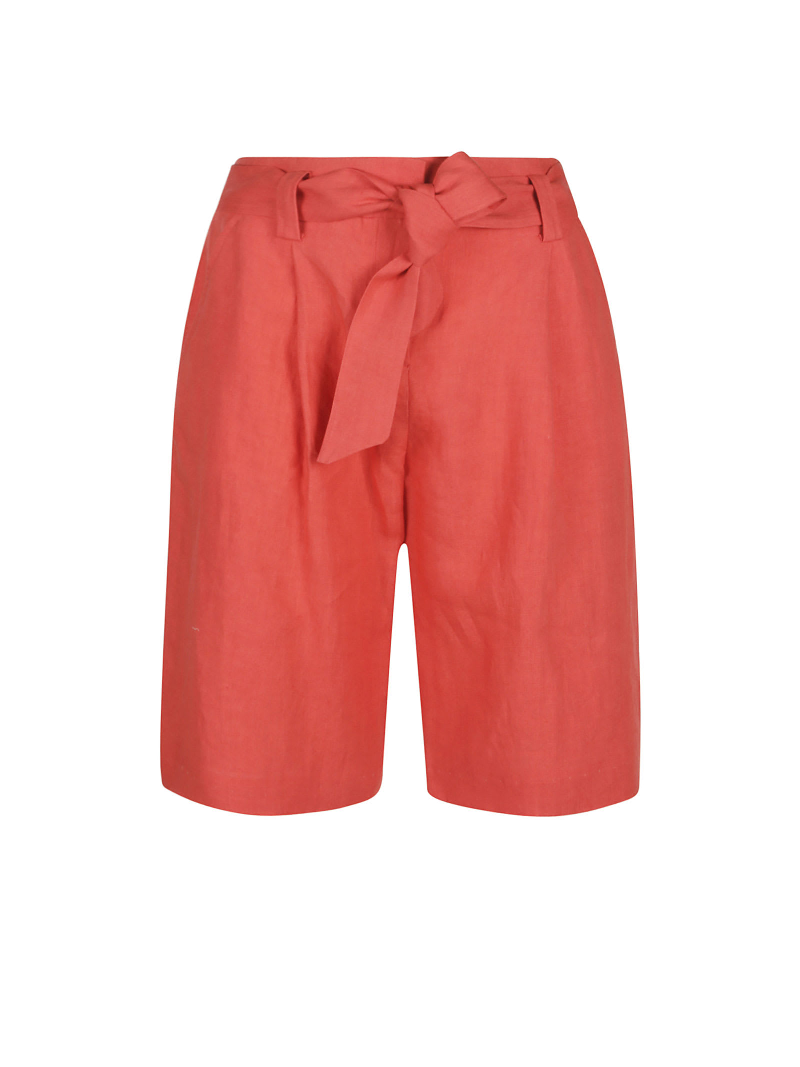 Shop Eleventy Bermuda Shorts In Linen In Corallo