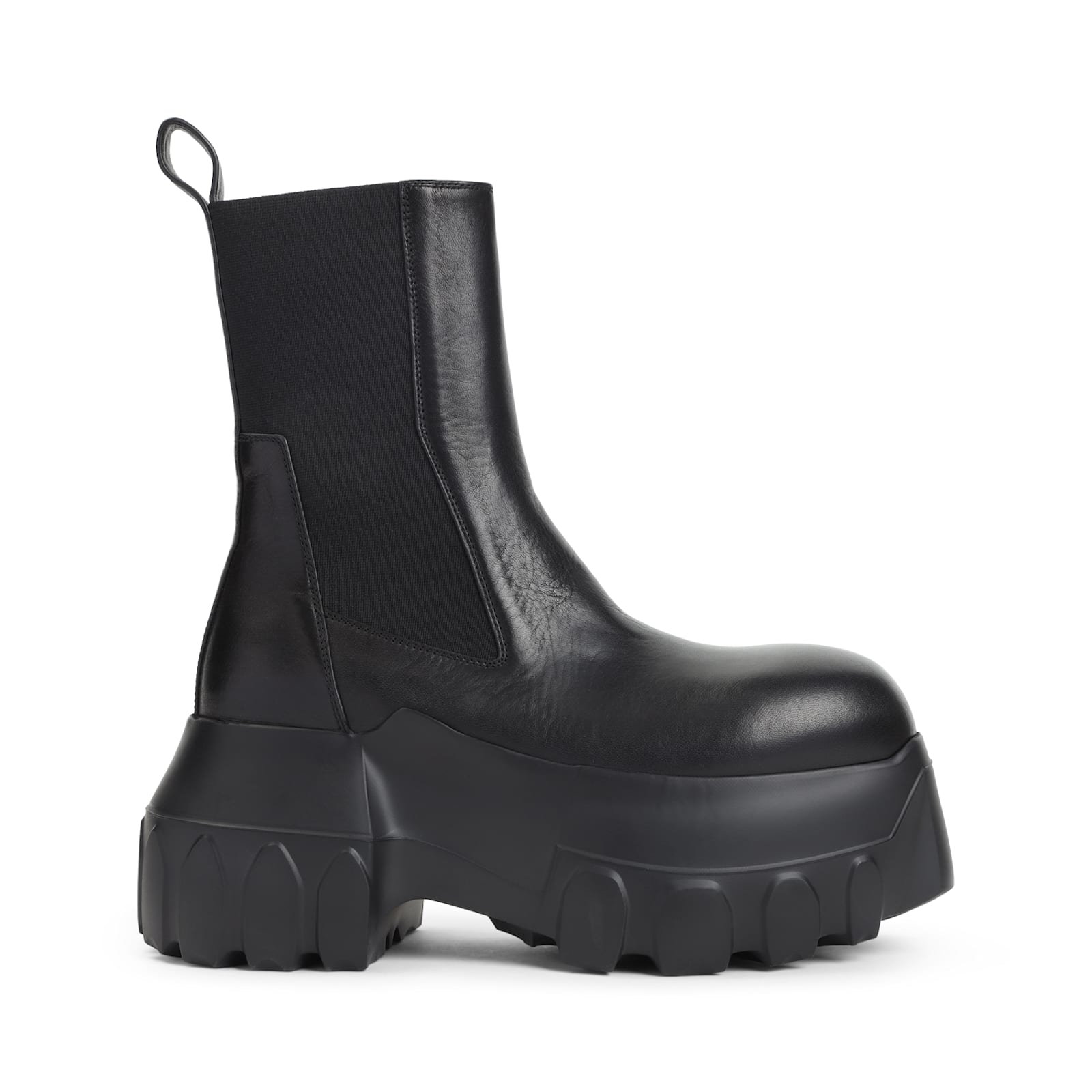 Rick Owens Beatle Mega Tractor Black Calf Leather Boots In Black