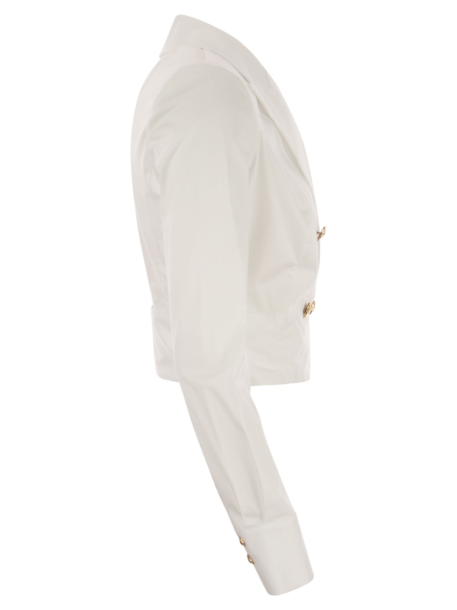 Shop Elisabetta Franchi Cotton Shirt With Sash In White