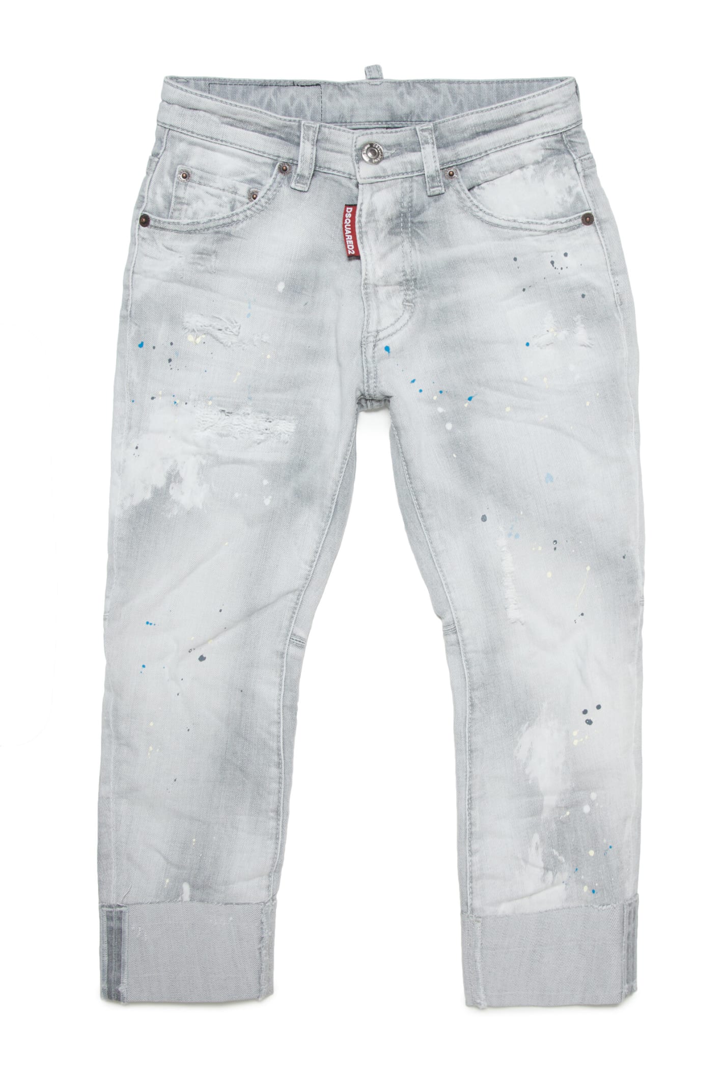 DSQUARED2 D2P384M SAILOR JEAN TROUSERS DSQUARED JEANS COMBAT STRAIGHT GRAY WASHED OUT WITH TEARS AND STAINS
