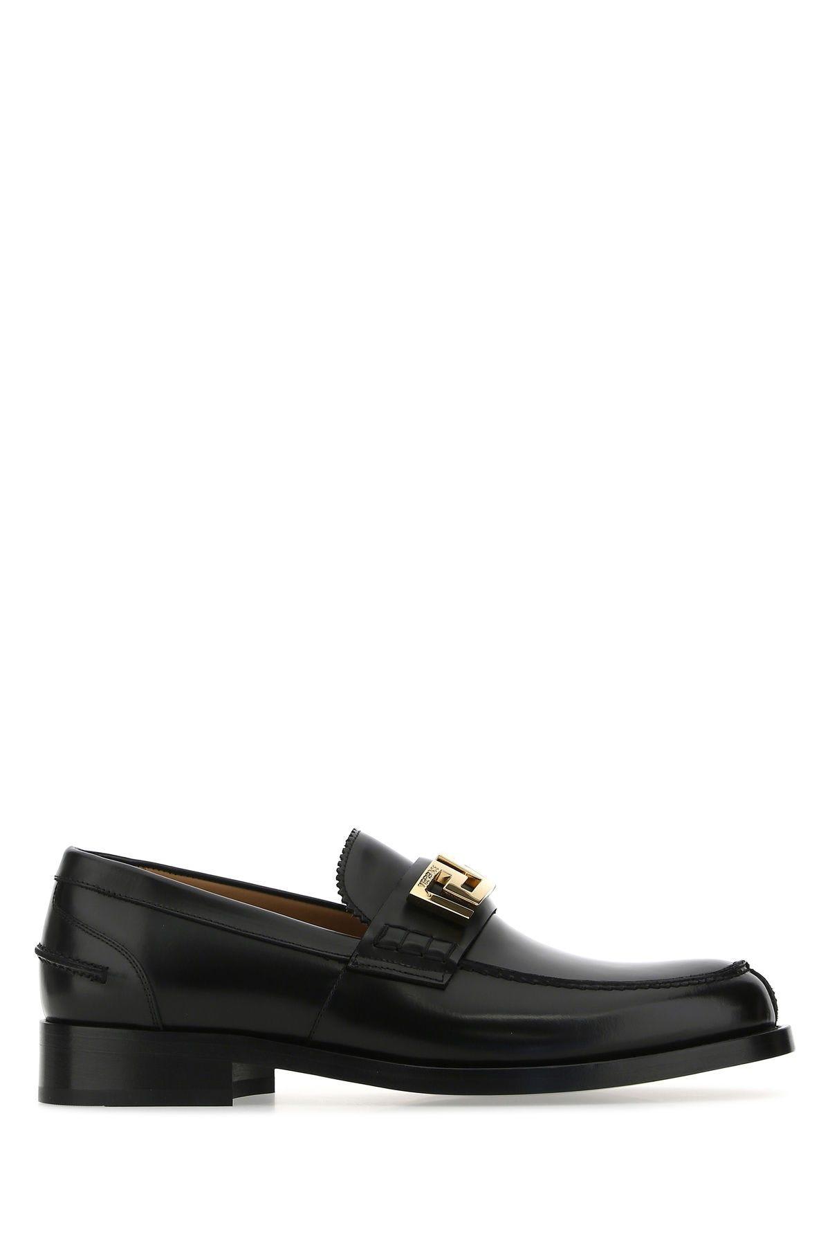 VERSACE BLACK LEATHER LOAFERS