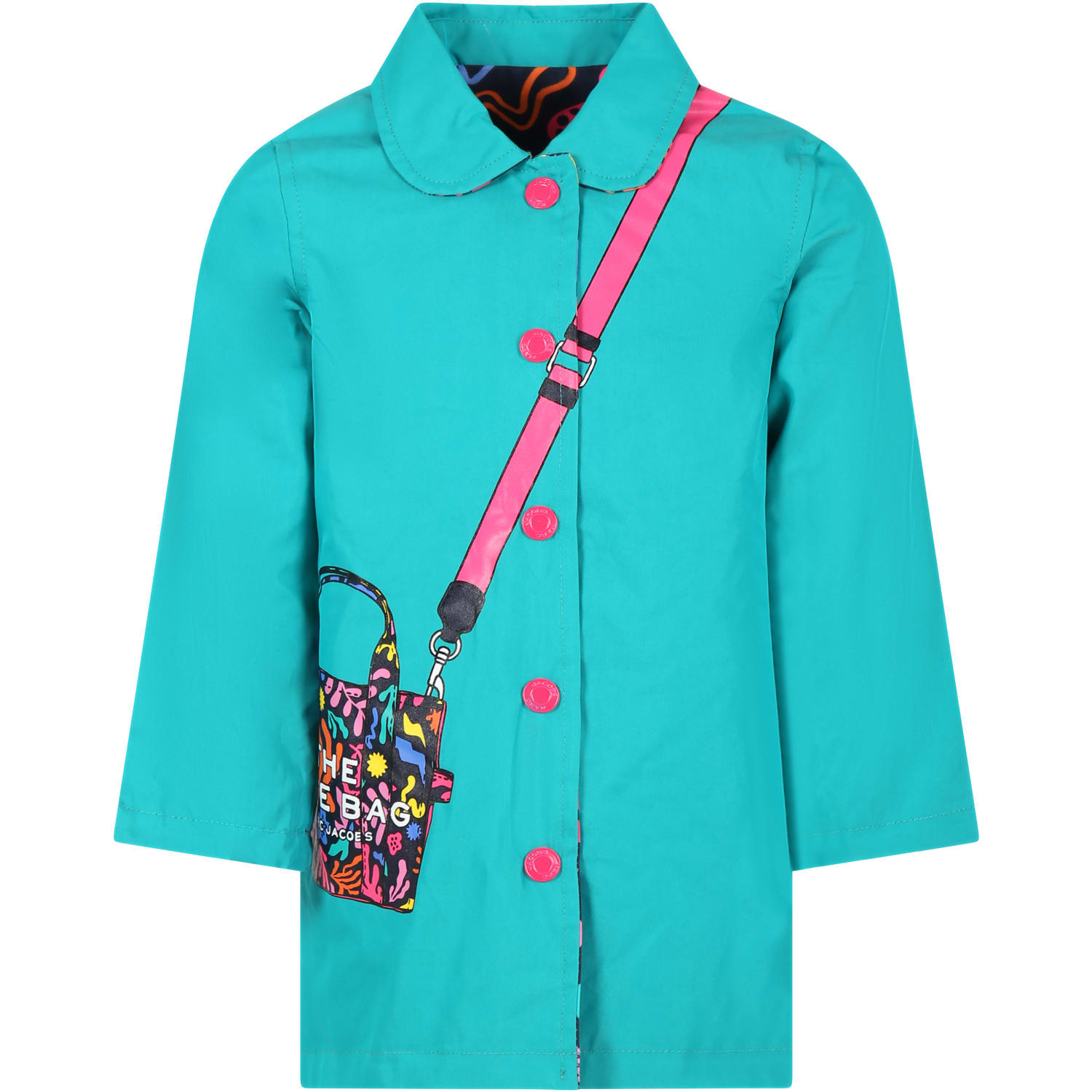 Little Marc Jacobs Kids' Green Coat For Girl With Print And Logo