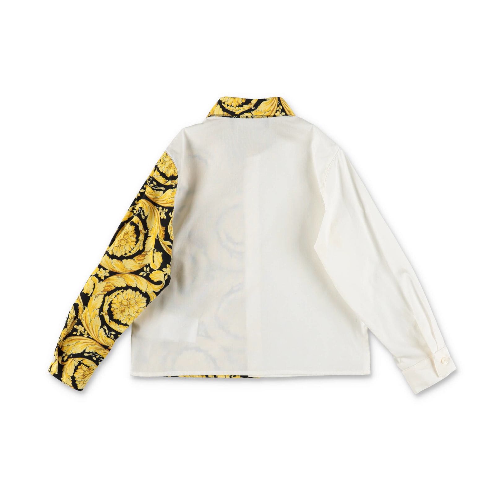 Shop Versace Camicia Con Pannelli A Contrasto In Popeline Di Cotone Baby Boy In Bianco