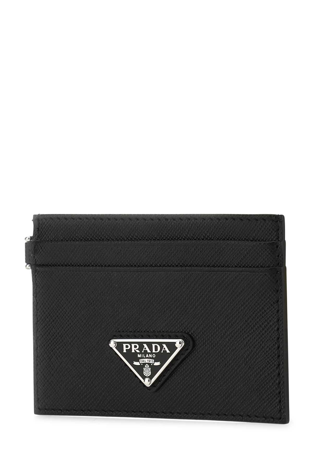 Shop Prada Black Leather Card Holder In F0002