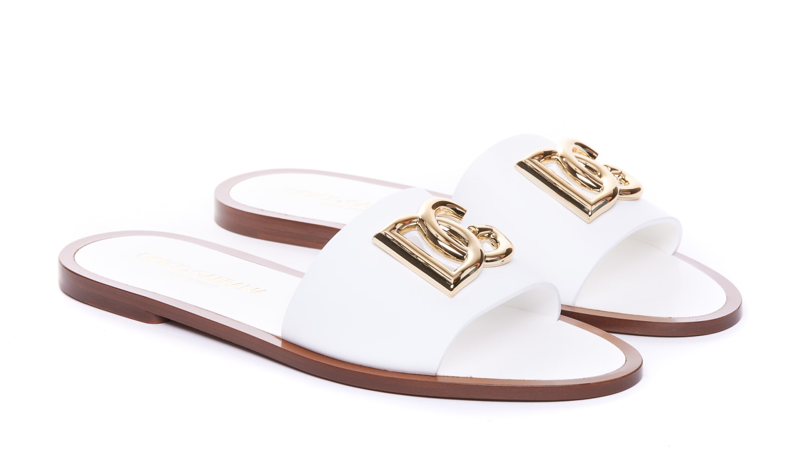 Shop Dolce & Gabbana Dg Logo Slides In White