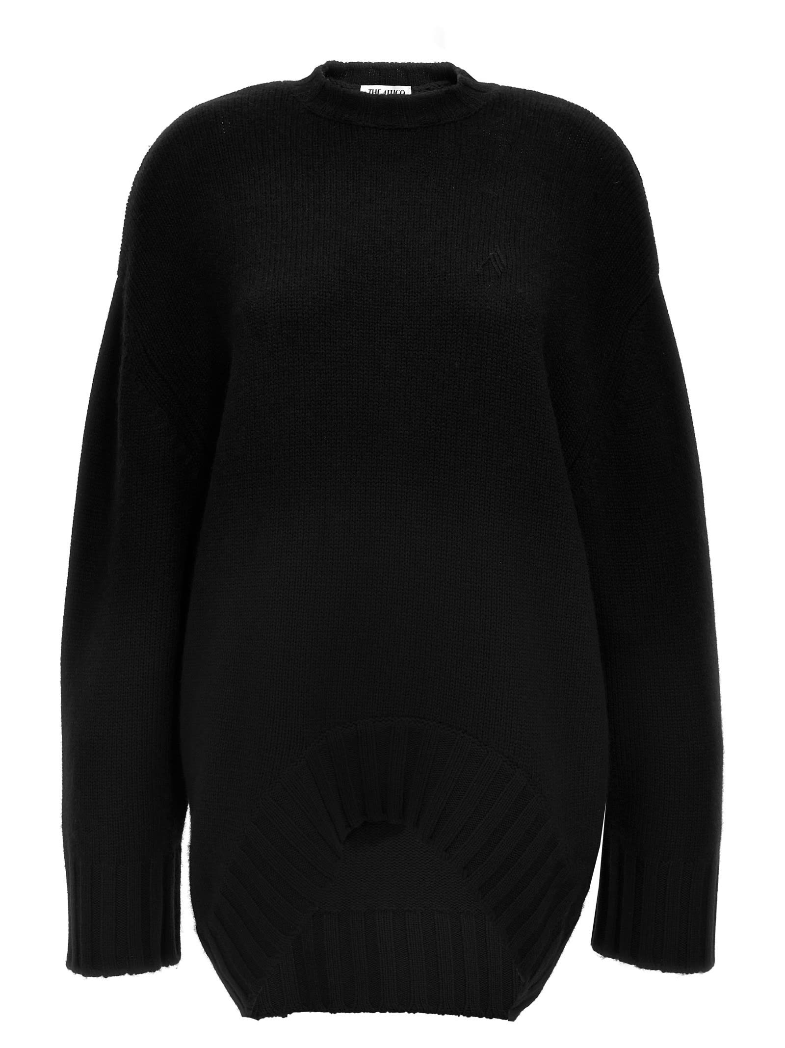 Shop Attico Oversized Knit Dress In Black