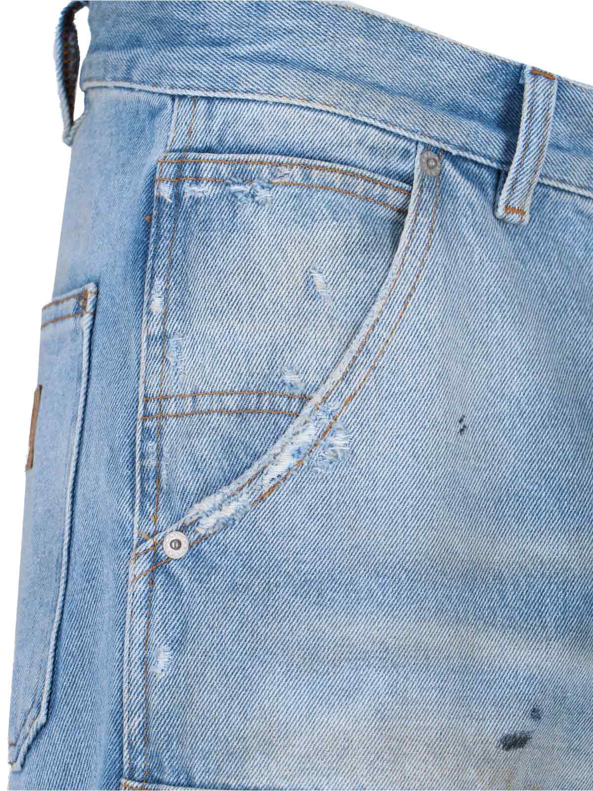 Mm6 Maison Margiela Mm6 By Maison Margiela Relaxed Fit High-waisted Distressed Jeans In Medium Blue