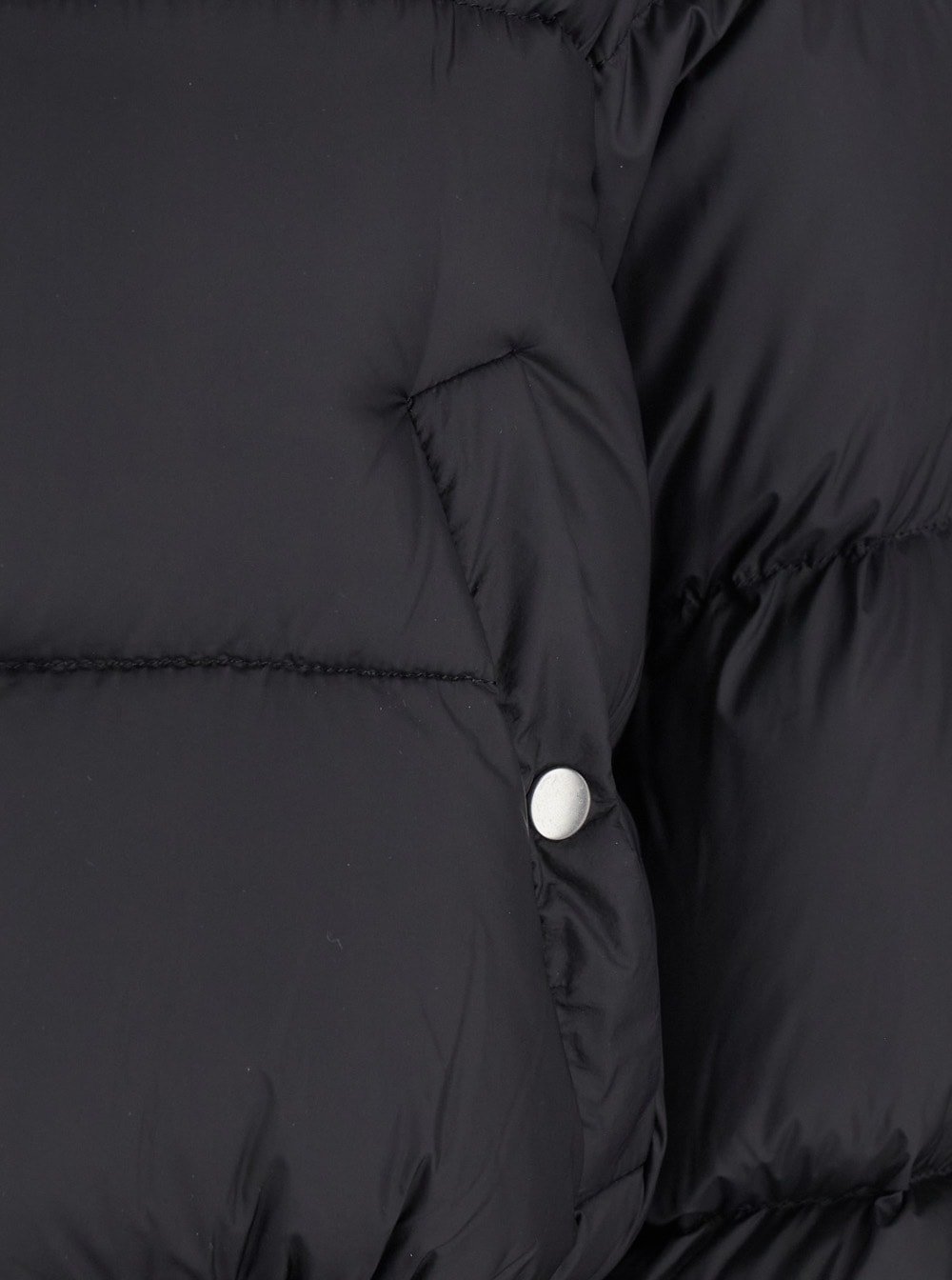 Rick Owens Black Down Jacket With Crop Design And Fixed Hood In Tech Fabric Woman In Black