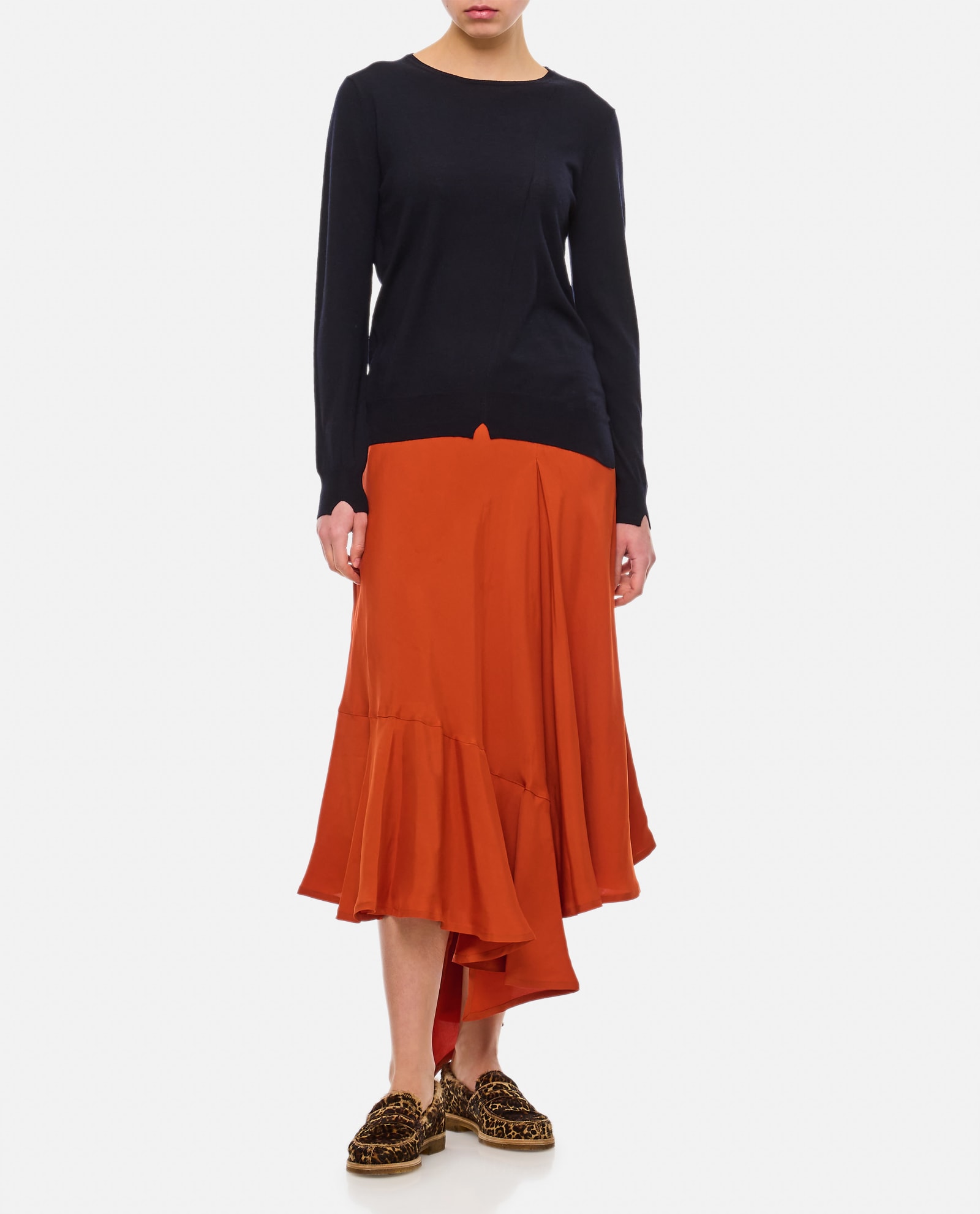 Shop Colville Voulant Midi Skirt In Orange