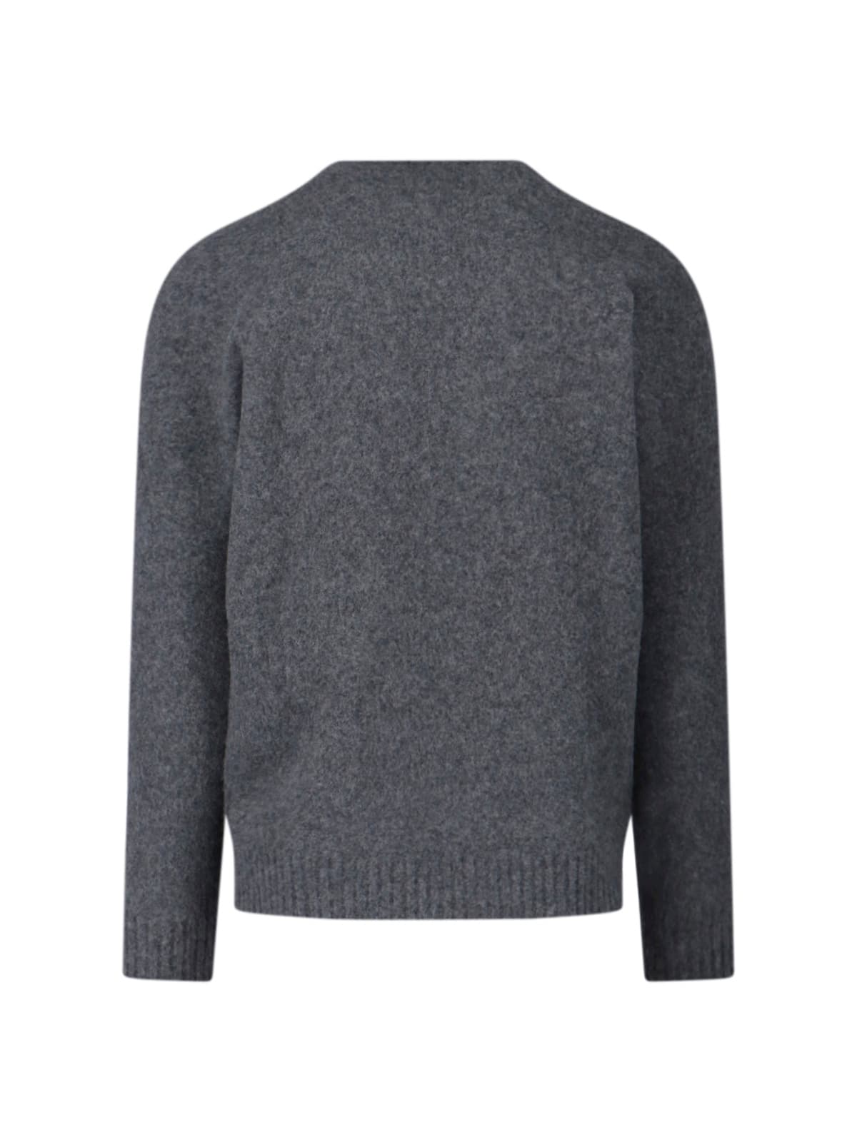 Drumohr Soft Textured Crewneck Sweater With Ribbed Cuffs In Gray