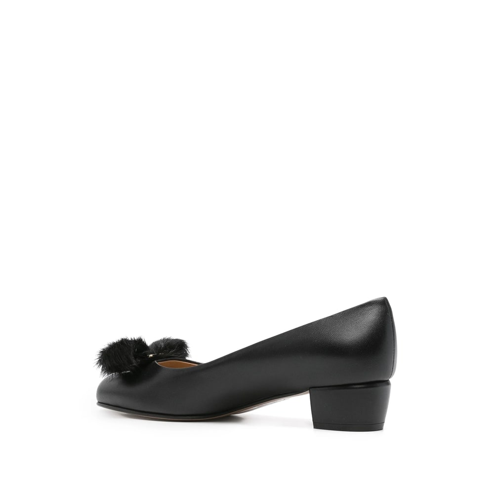 Ferragamo 30mm Leather Ballet Flats In Black