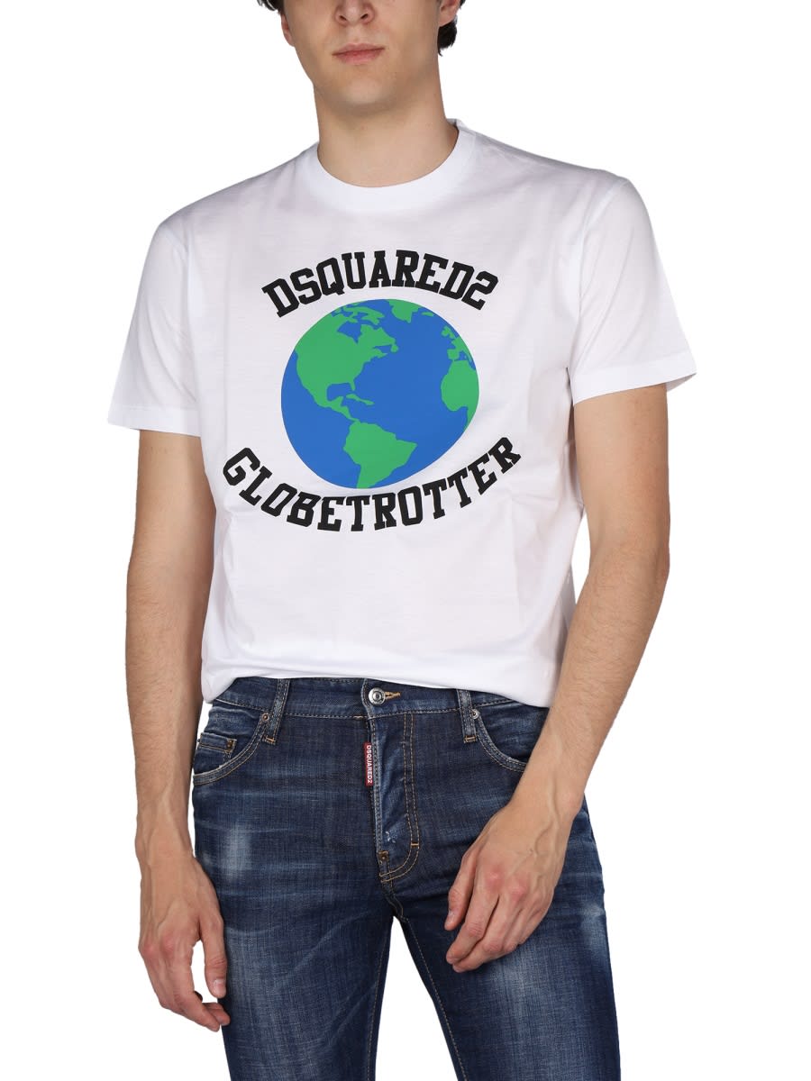 Shop Dsquared2 Globetrotter T-shirt With Print In White