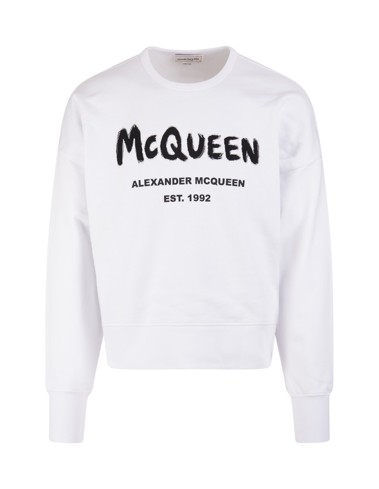 Alexander McQueen Man White Mcqueen Graffiti Oversize Sweatshirt