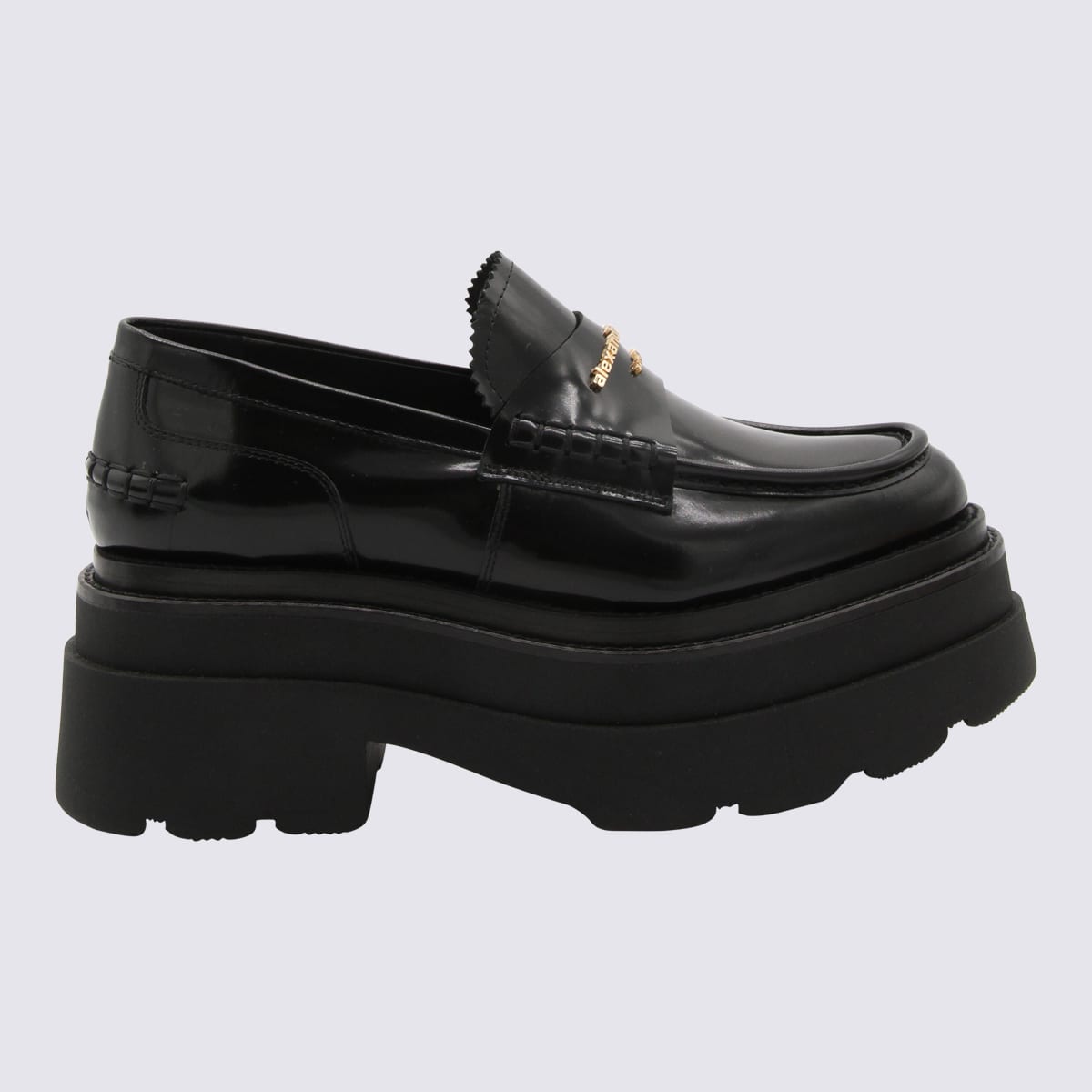 Shop Alexander Wang Black Leather Carter Loafers