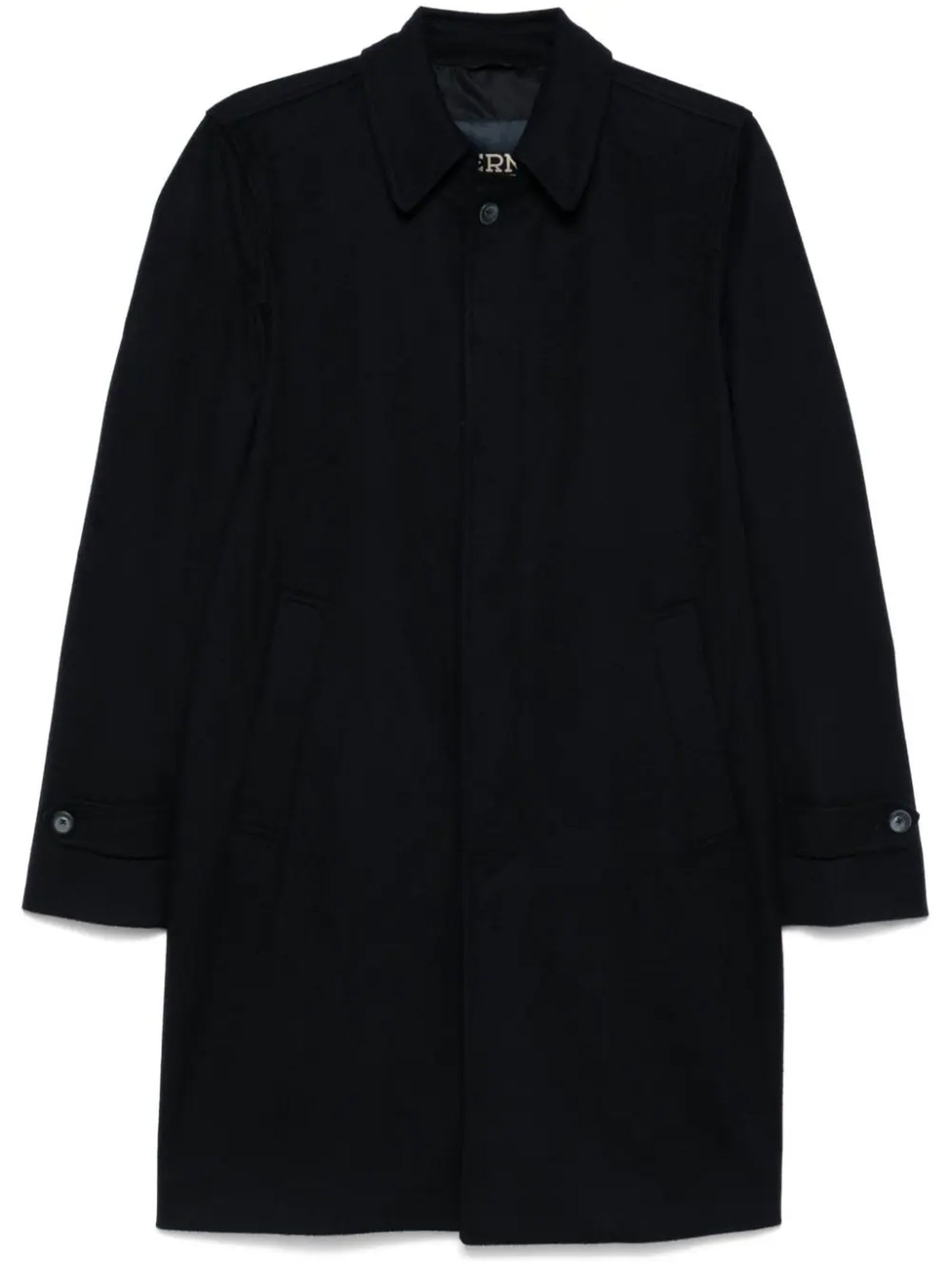 Shop Herno Navy Blue Cashmere Coat