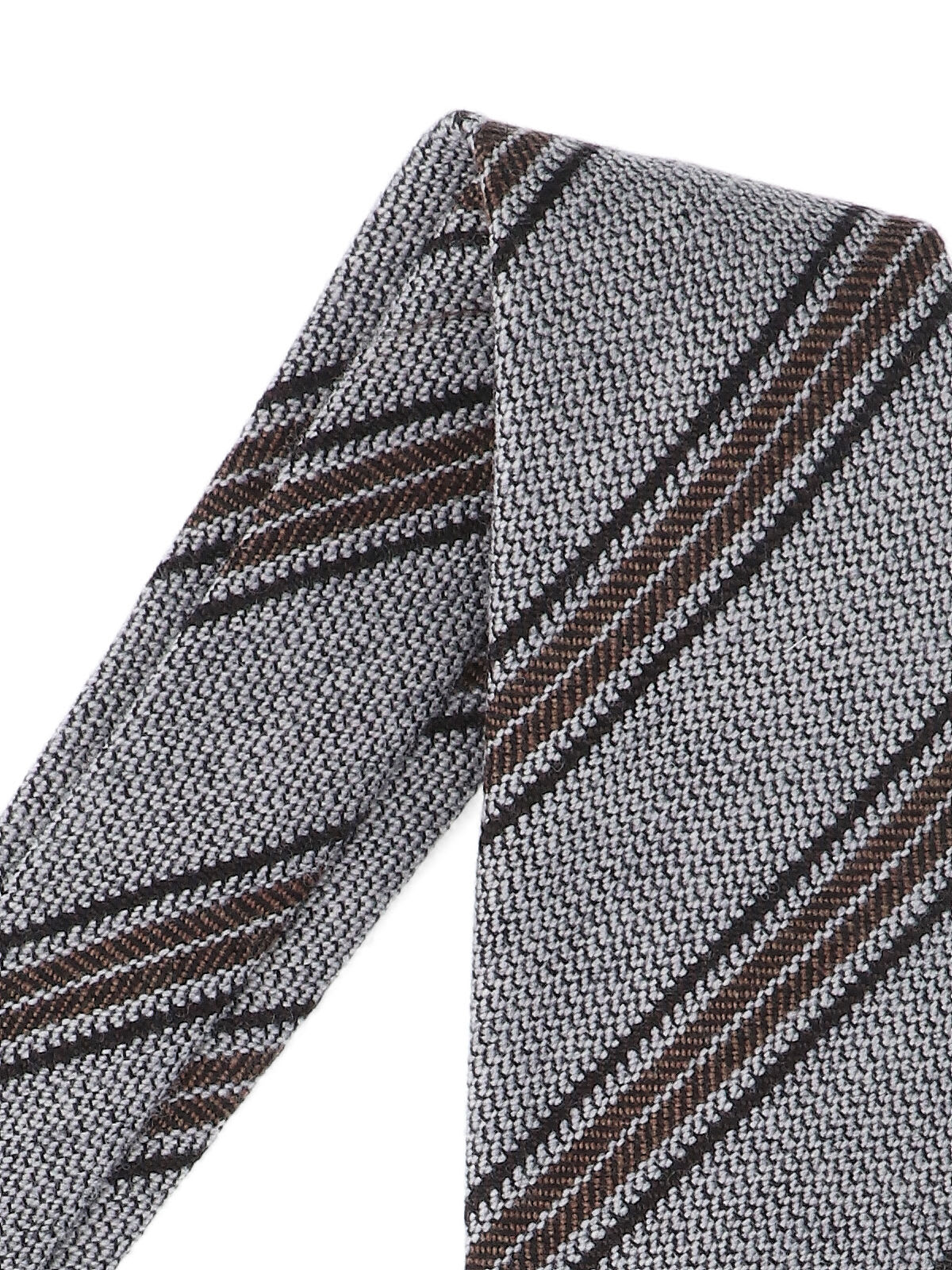 Cesare Attolini Textured Fabric Ties Diagonal Stripes In Gray