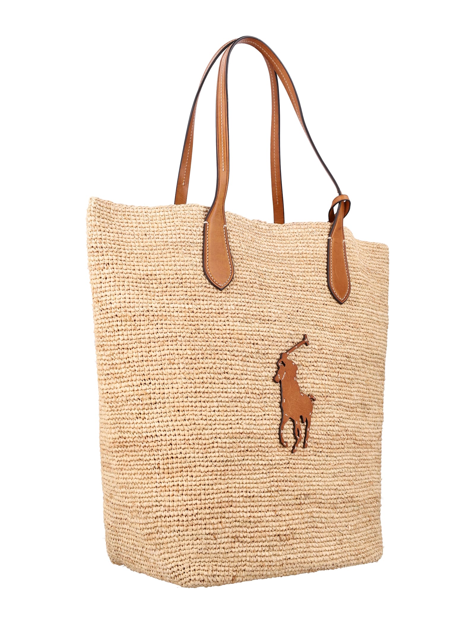 POLO RALPH LAUREN BIG PONY RAFFIA LARGE TOTE